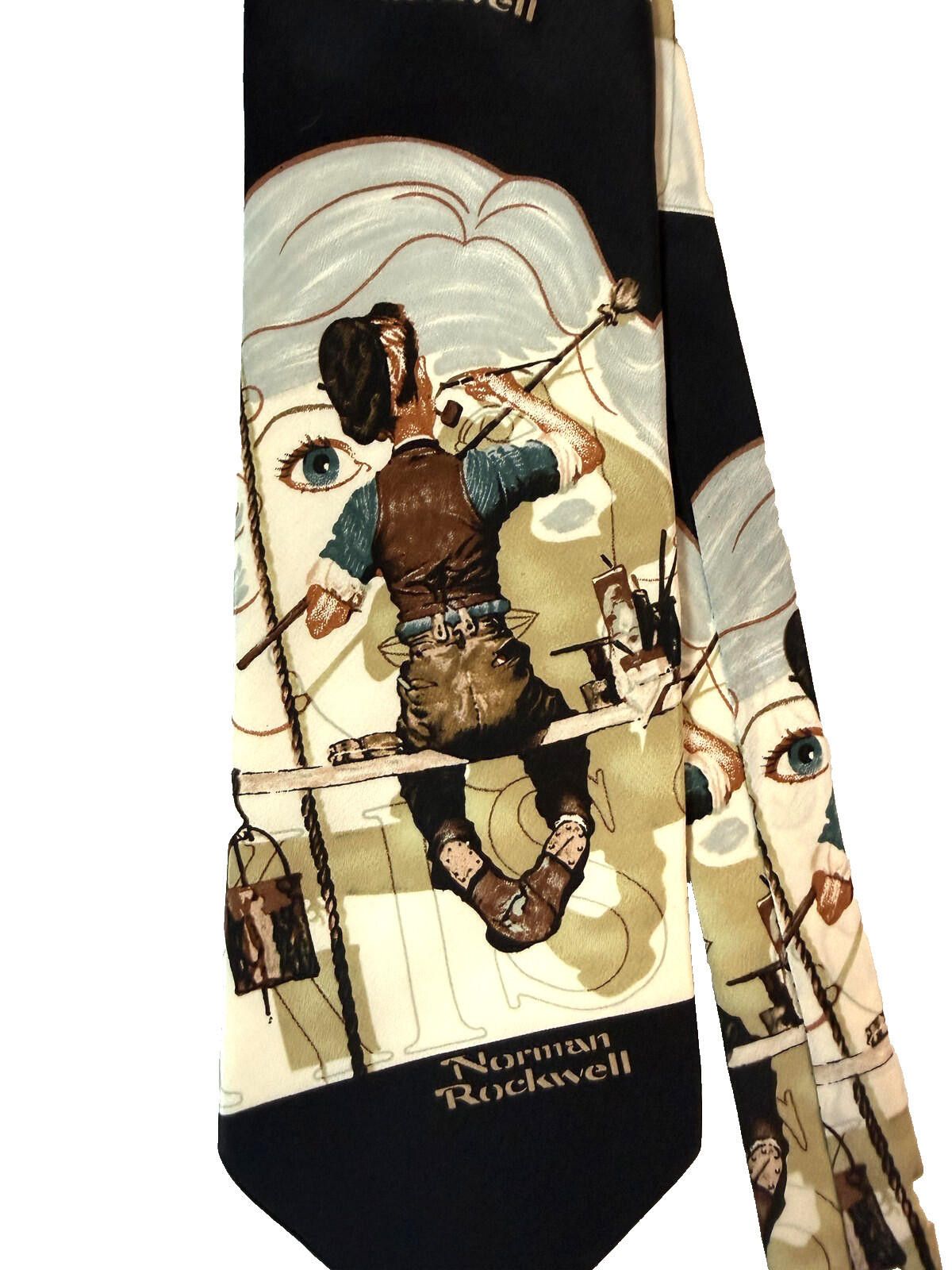 Other Vintage 90s Norman Rockwell Neck Ties Silk Art Print Lot 2 Size ONE SIZE - 4 Thumbnail