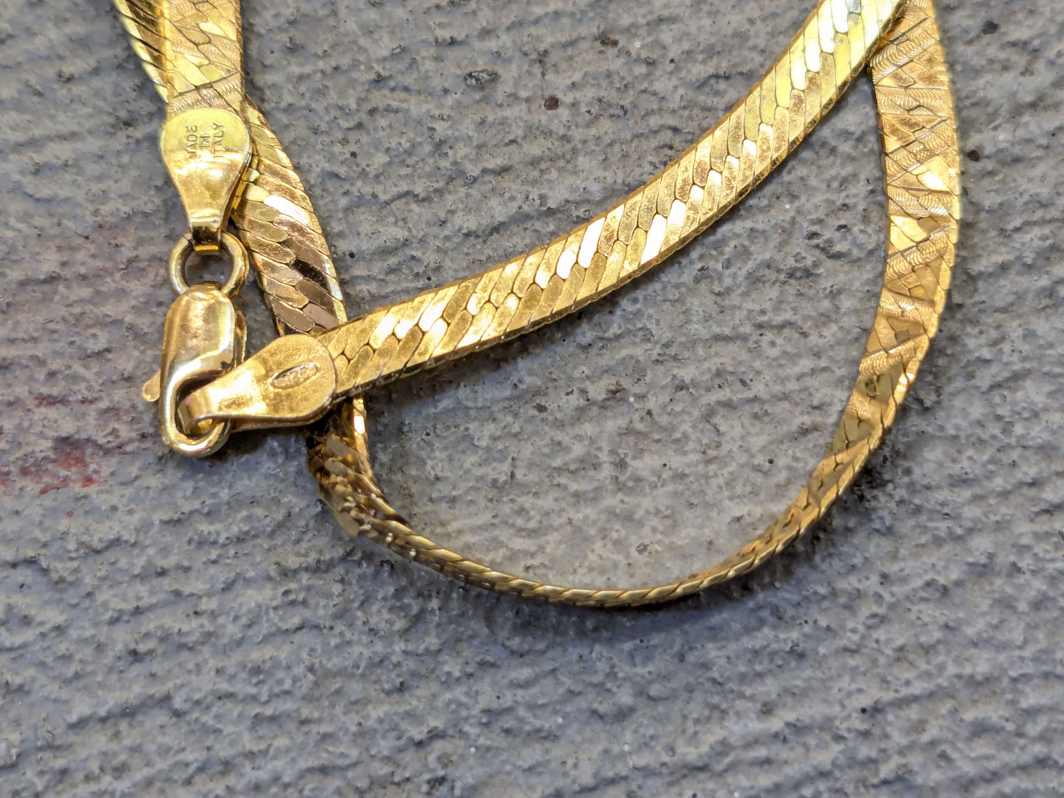 Sterling Silver Vintage Sterling Silver Necklace Herringbone Vermeil 24" Size ONE SIZE - 9 Thumbnail
