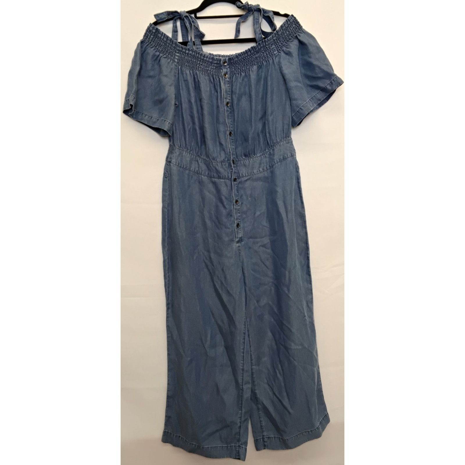 7 For All Mankind 7 For All Mankind Jumpsuit Women L Blue Smocked Lyocell New Size 34" / US 12 / IT 48 - 2 Thumbnail