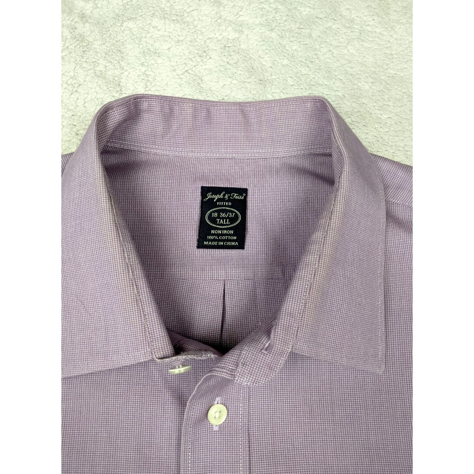 Joseph Joseph & Feiss Fitted Non Iron Mens Tall 18 Purple Weave Button Shirt Size US XXL / EU 58 / 5 - 5 Thumbnail
