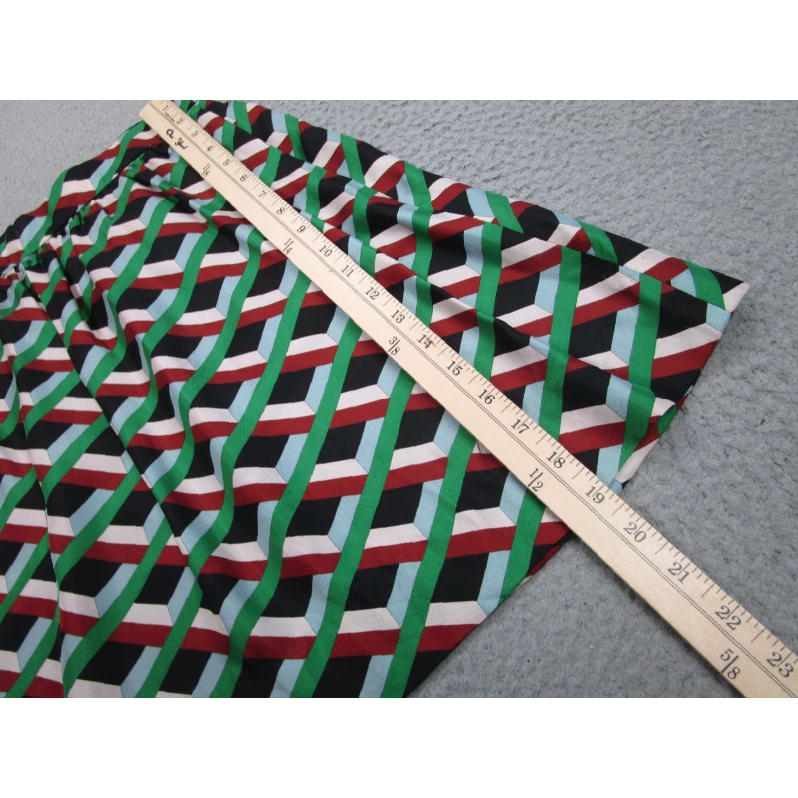 J.Crew VINTAGE J. Crew Skirt Womens 8 Mini Geometric Silk Satin Green Blue Geometric Pattern Womens 8 J.CREW Size 30" / US 8 / IT 44 - 3 Thumbnail