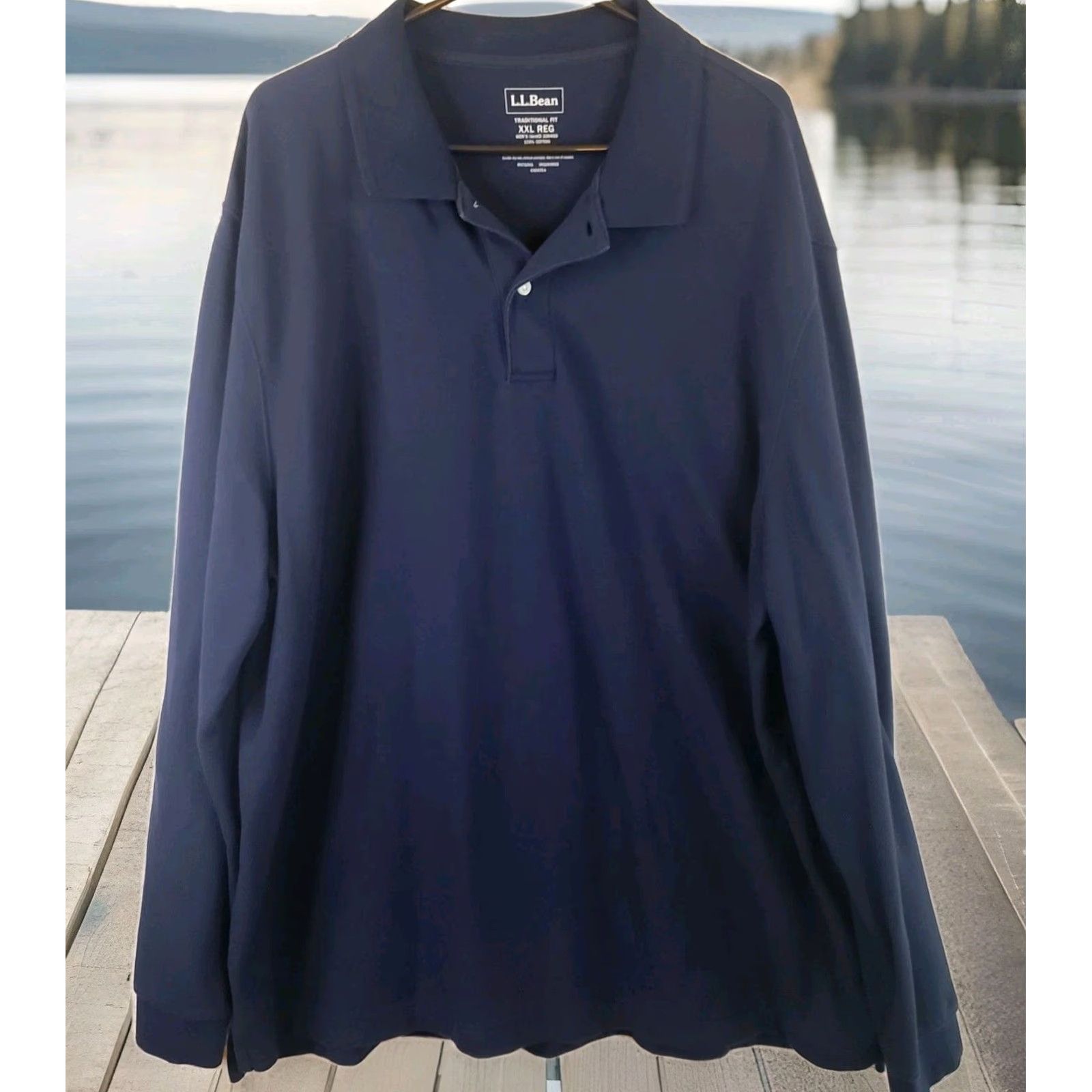 Vintage VINTAGE LL Bean Shirt Mens XXL Navy Blue Traditional Fit Long Sleeve Polo 300459 Heavy Size US XXL / EU 58 / 5 - 2 Thumbnail