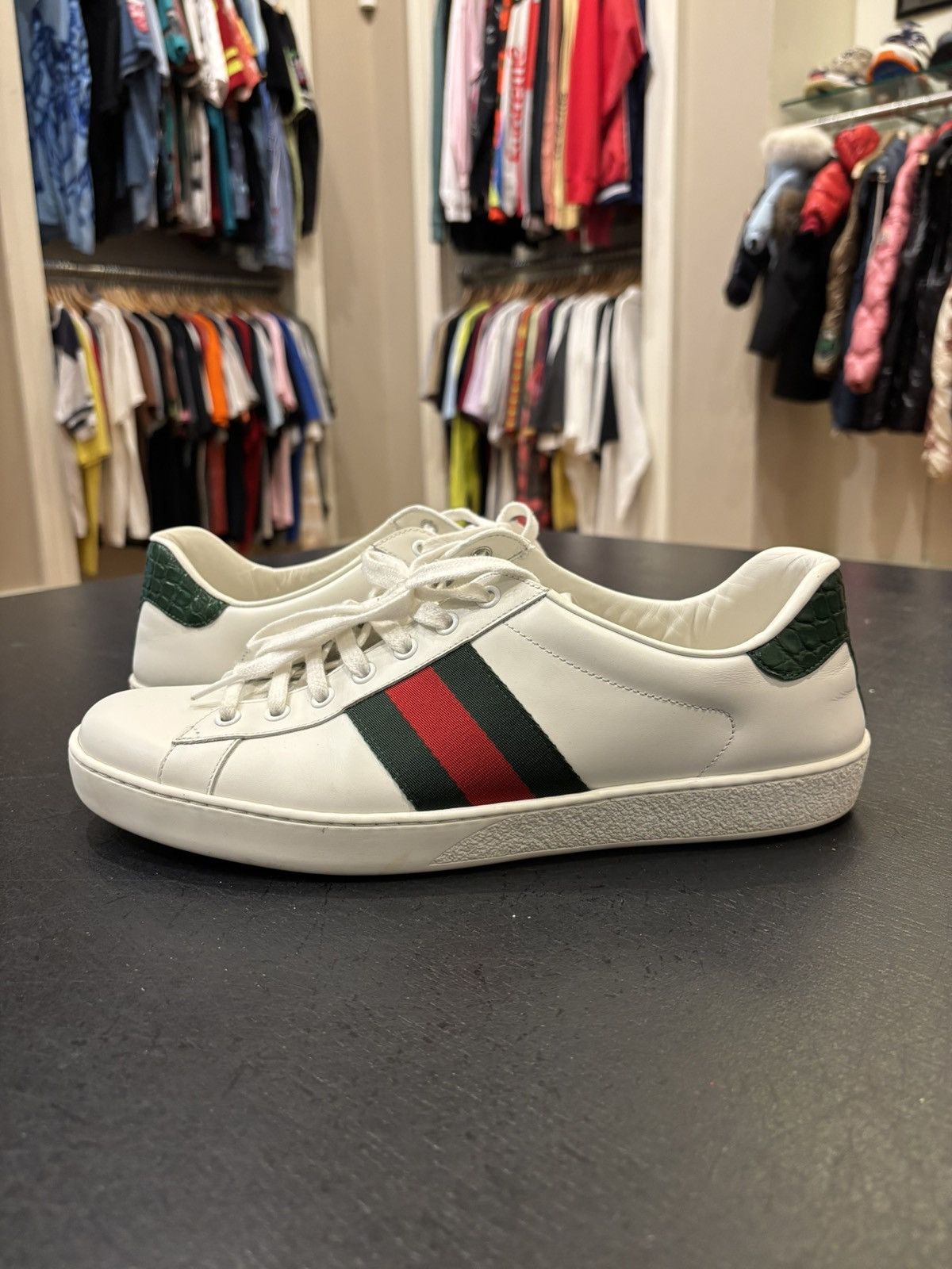 Gucci Gucci Ace Low Top Sneaker Crocodile Leather Size US 10 / EU 43 - 1 Thumbnail