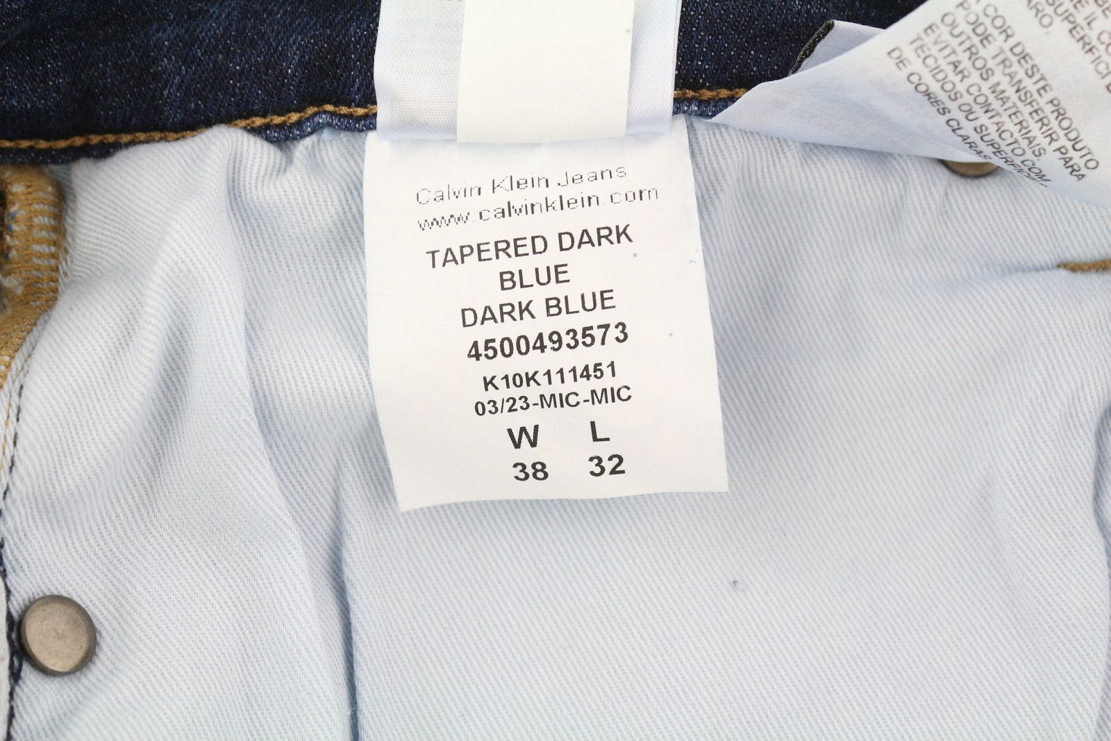 Calvin Klein TAPERED DARK BLUE W38/L32 Stretch Denim Jeans 84960 Size US 38 / EU 54 - 9 Thumbnail