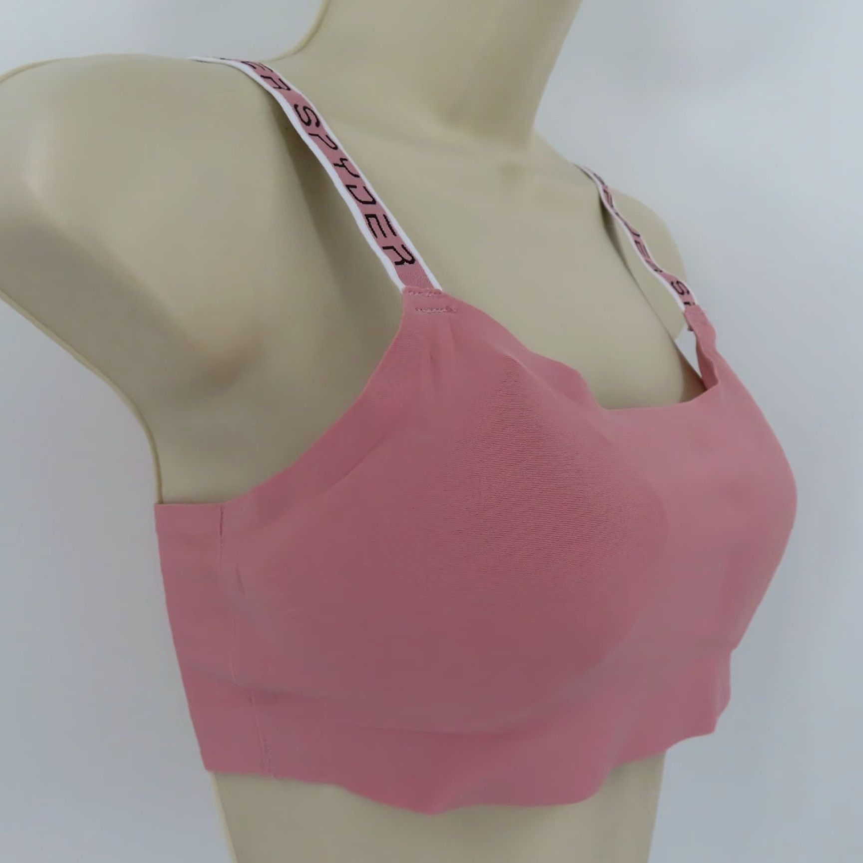 Spyder Spyder Womens Bra Bralette Wireless Pink Medium M Strap Removable Bust Pads Logo Strap Adjustable Pullover Sleeveless/Bralette Size ONE SIZE - 3 Thumbnail