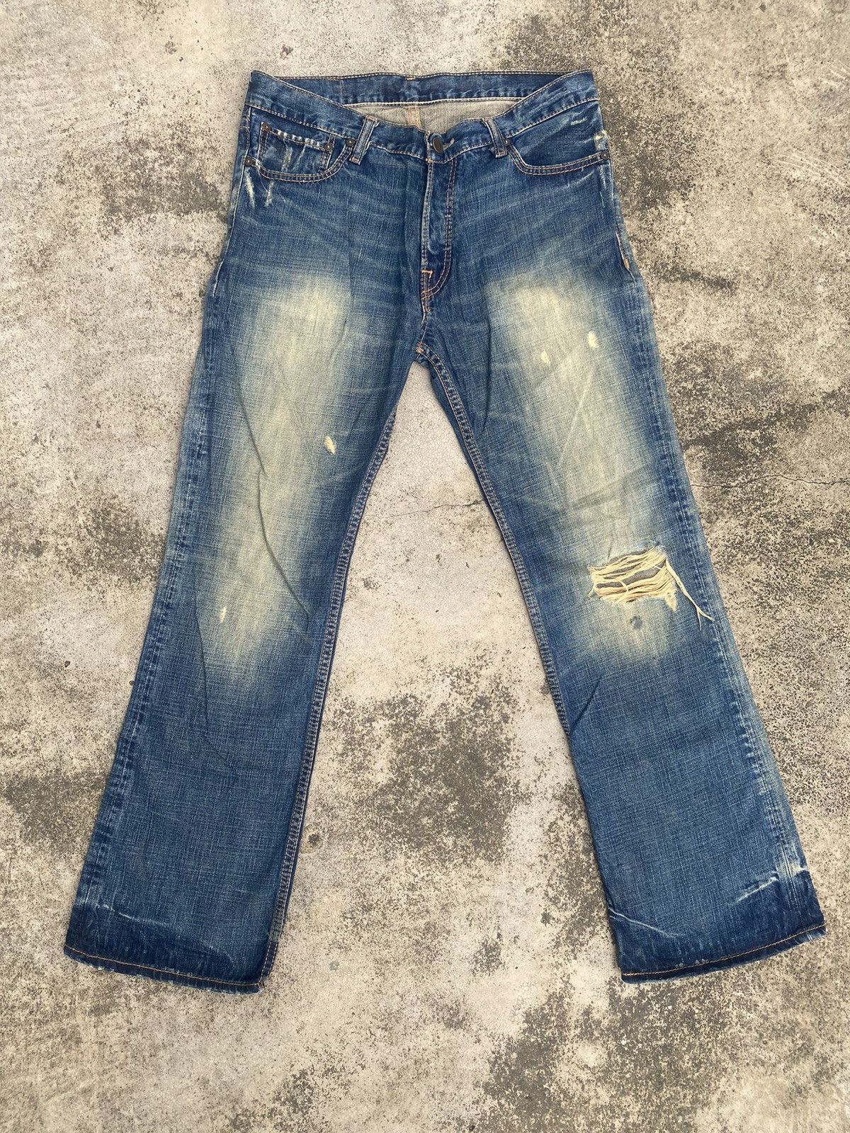 If Six Was Nine × Japanese Brand × Ruehl No. 925 Flare Jeans Ruehl No 925 Distressd Clawmark Size US 34 / EU 50 - 3 Thumbnail
