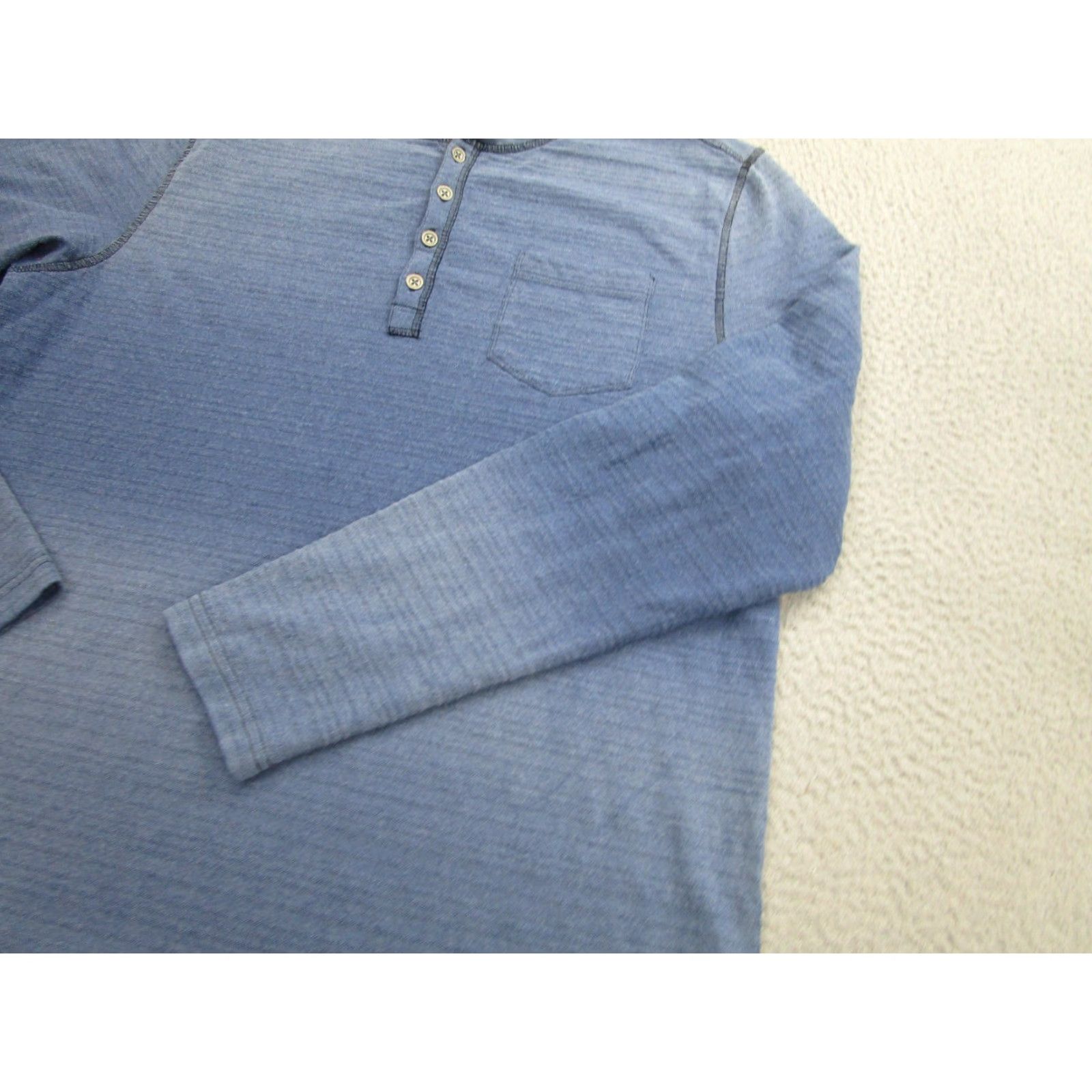Carbon2Cobalt CARBON2COBALT Men's Large Blue Ombre Gradient Henley Long Sleeve Pocket Shirt Size US L / EU 52-54 / 3 - 3 Thumbnail