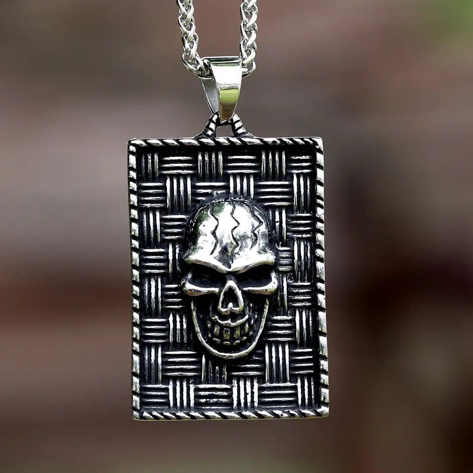 Jewelry Gothic Death Skull head Pendant Necklace Size ONE SIZE - 1 Thumbnail
