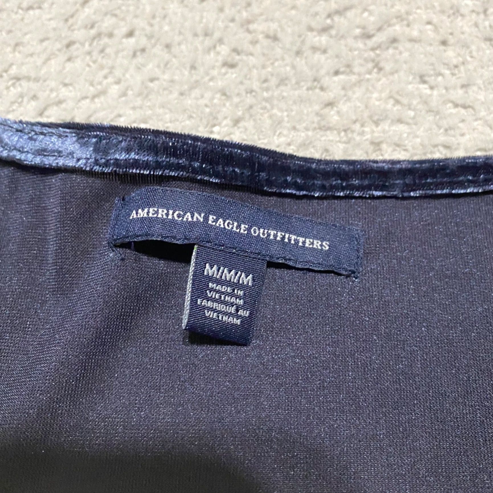 American Eagle Outfitters American Eagle Outfitters Dress Womens M Short Sleeve V Neck Velvet Blue Size 32" / US 10 / IT 46 - 3 Thumbnail