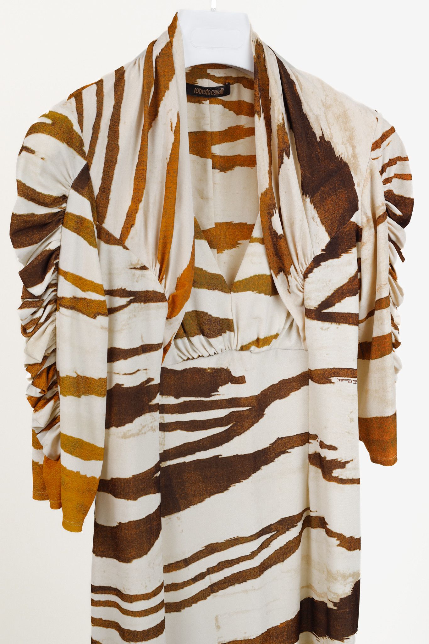Roberto Cavalli Roberto Cavalli Brown Yellow Animal Print 40s Style Dress Size L / US 10 / IT 46 - 3 Thumbnail
