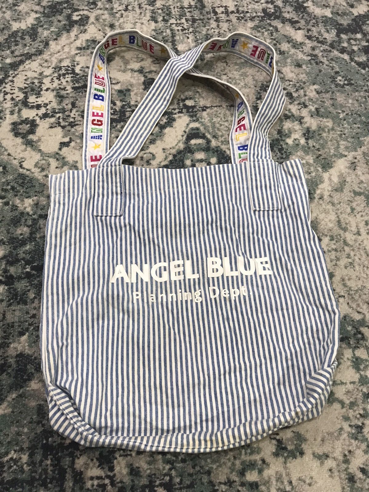 Hysteric Glamour 90s/Y2k Hickory Stripes Angel Blue Tote Bag Size ONE SIZE - 3 Thumbnail