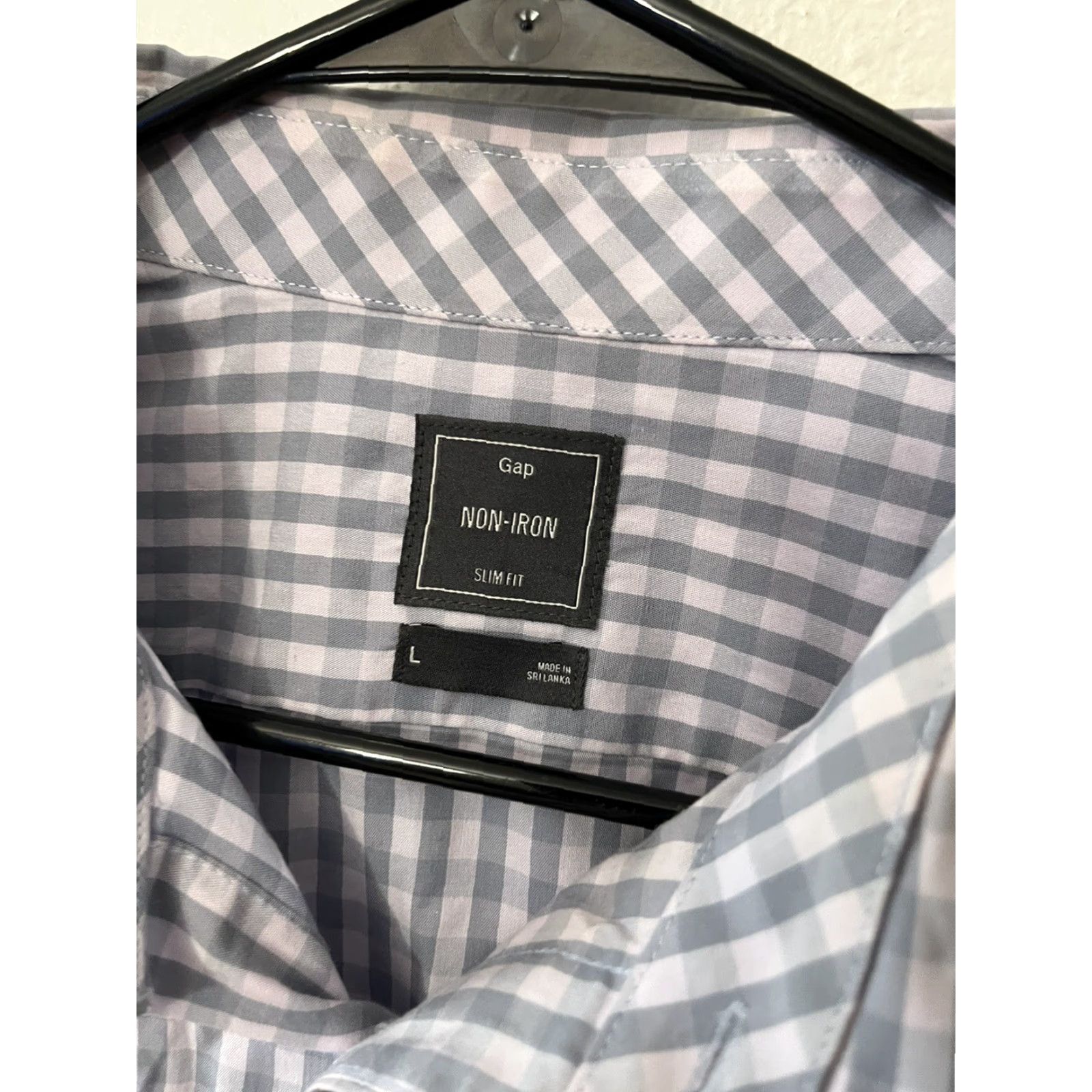 Gap Gap Mens Slim Fit Non Iron Gray Gingham Check Long Sleeve Button Up Shirt Large Size US L / EU 52-54 / 3 - 2 Thumbnail