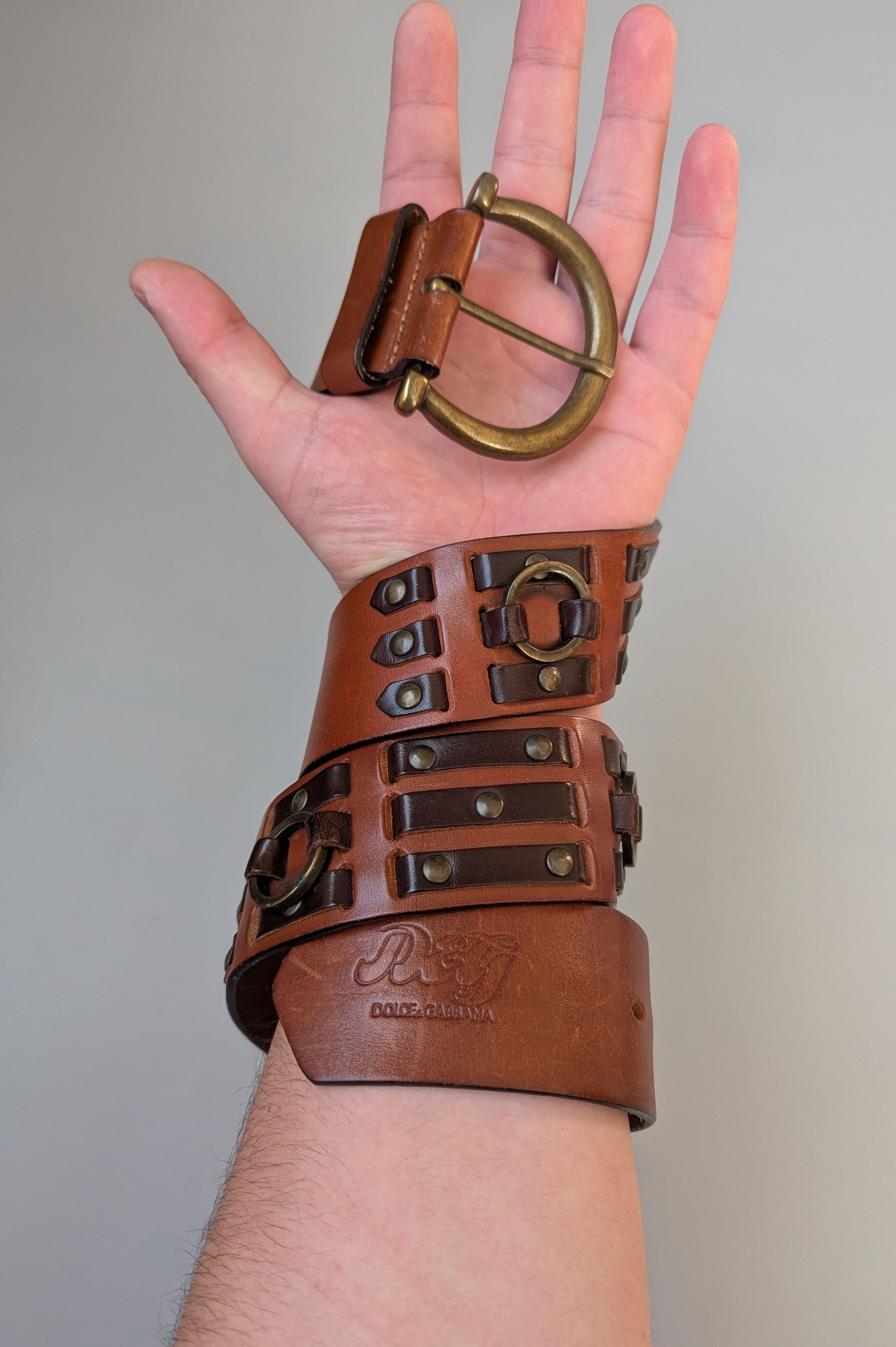 Dolce & Gabbana × Vintage Dolce Gabbana Vintage Leather Belt With Metal Size 85cm Size 32 - 1 Thumbnail