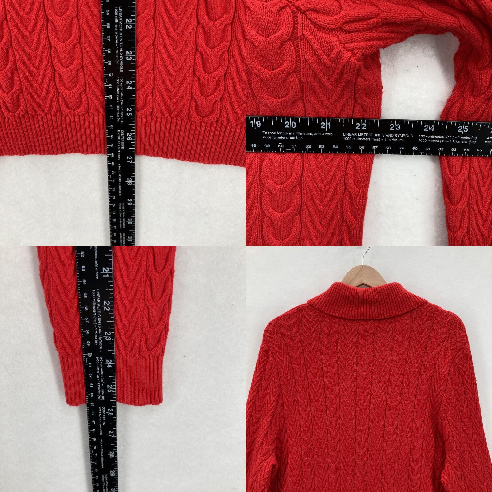 Lands' End VINTAGE Lands' End Sweater Womens 1X Red Cable Knit Turtleneck Cotton Pullover 16W-18W Mens? Size XL / US 12-14 / IT 48-50 - 8 Thumbnail