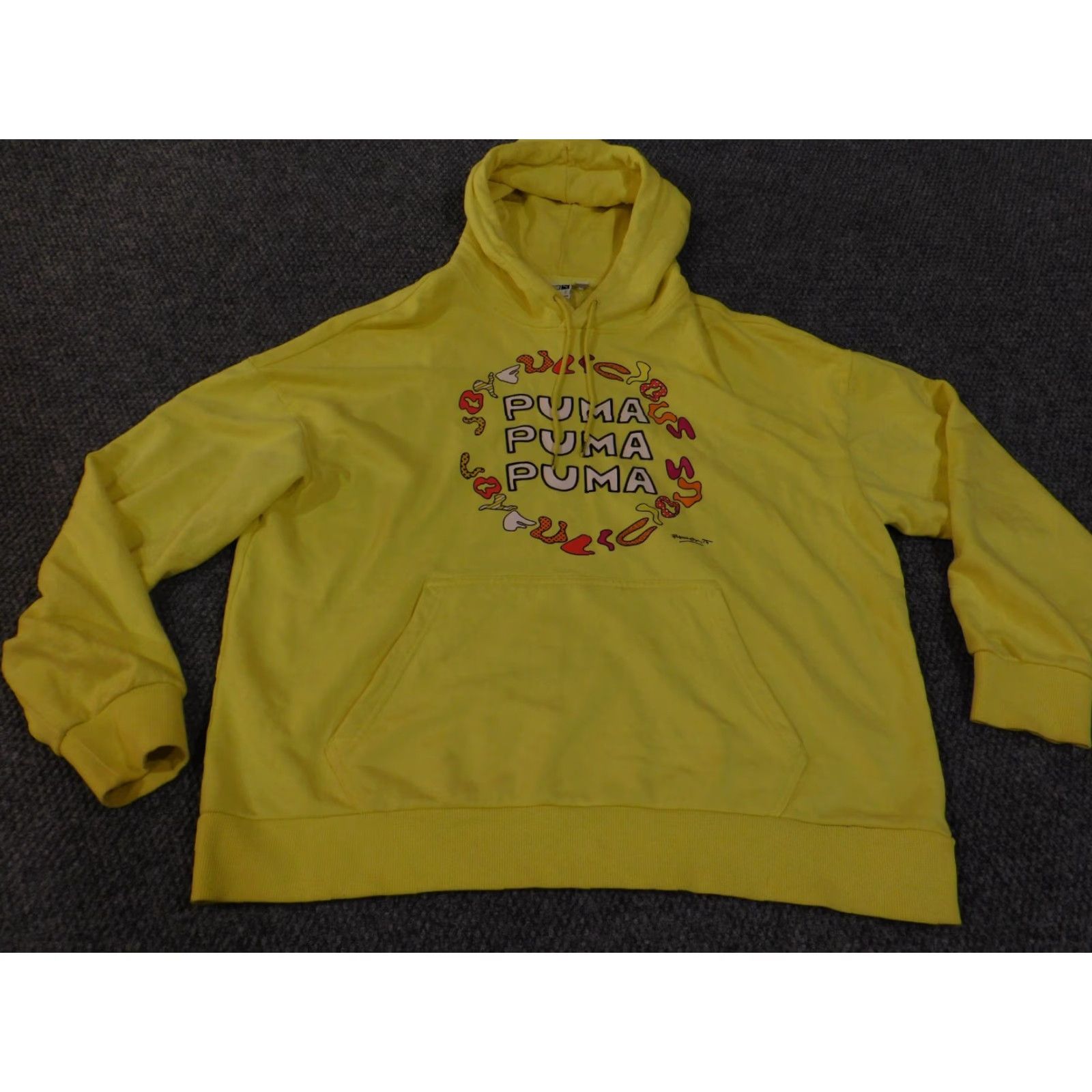 Puma PUMA x romero britto Hoodie Large Mens Yellow Art Graphic Pullover Hoodie, Logo, Pockets, Long Sleeve, Hooded, Drawstring, Cotton Polyester, T-Shirt? Size US L / EU 52-54 / 3 - 2 Thumbnail