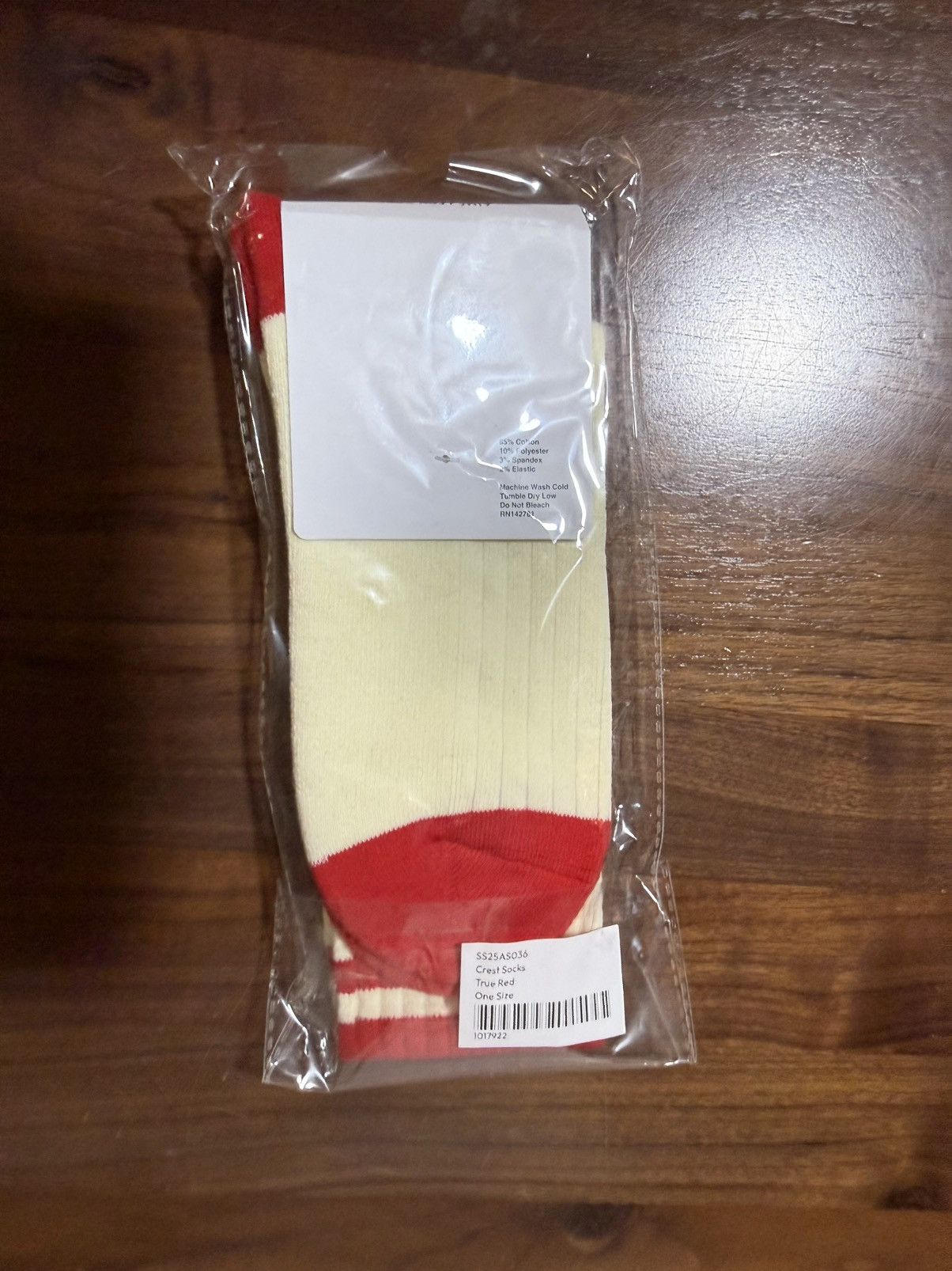 Aime Leon Dore Aime Leon Dore Striped Floral Crest Varsity Crew Sock Red Size ONE SIZE - 3 Thumbnail