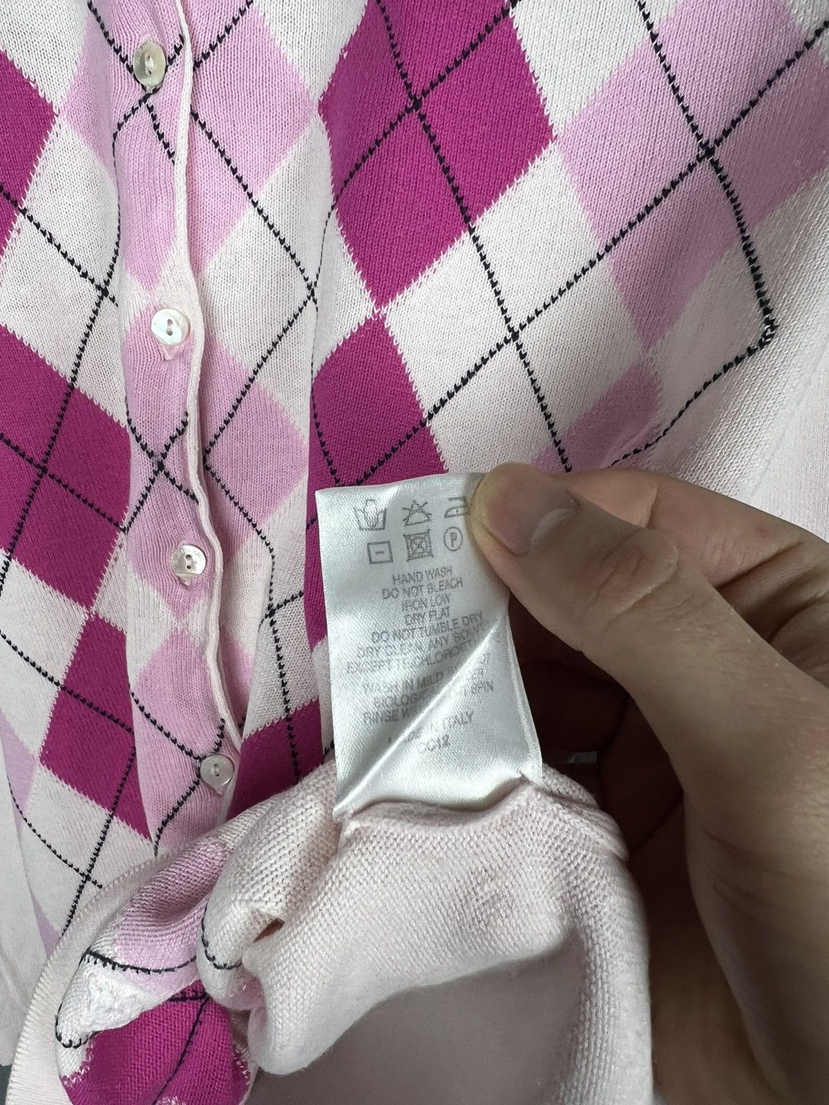 Burberry (M) Women's vintage Burberry check Cardigan sweater pink Size M / US 6-8 / IT 42-44 - 8 Thumbnail