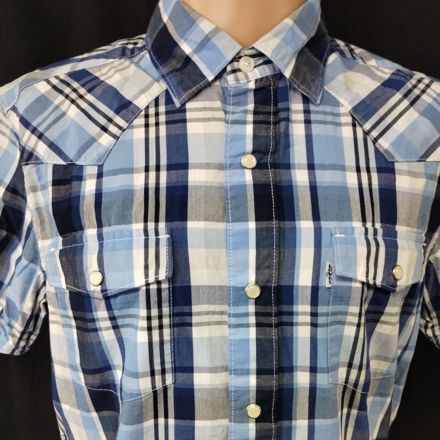 Levi's Levi's Men's Blue Plaid Shirt/Button Snaps Size M SKU 4004 Size US M / EU 48-50 / 2 - 3 Thumbnail