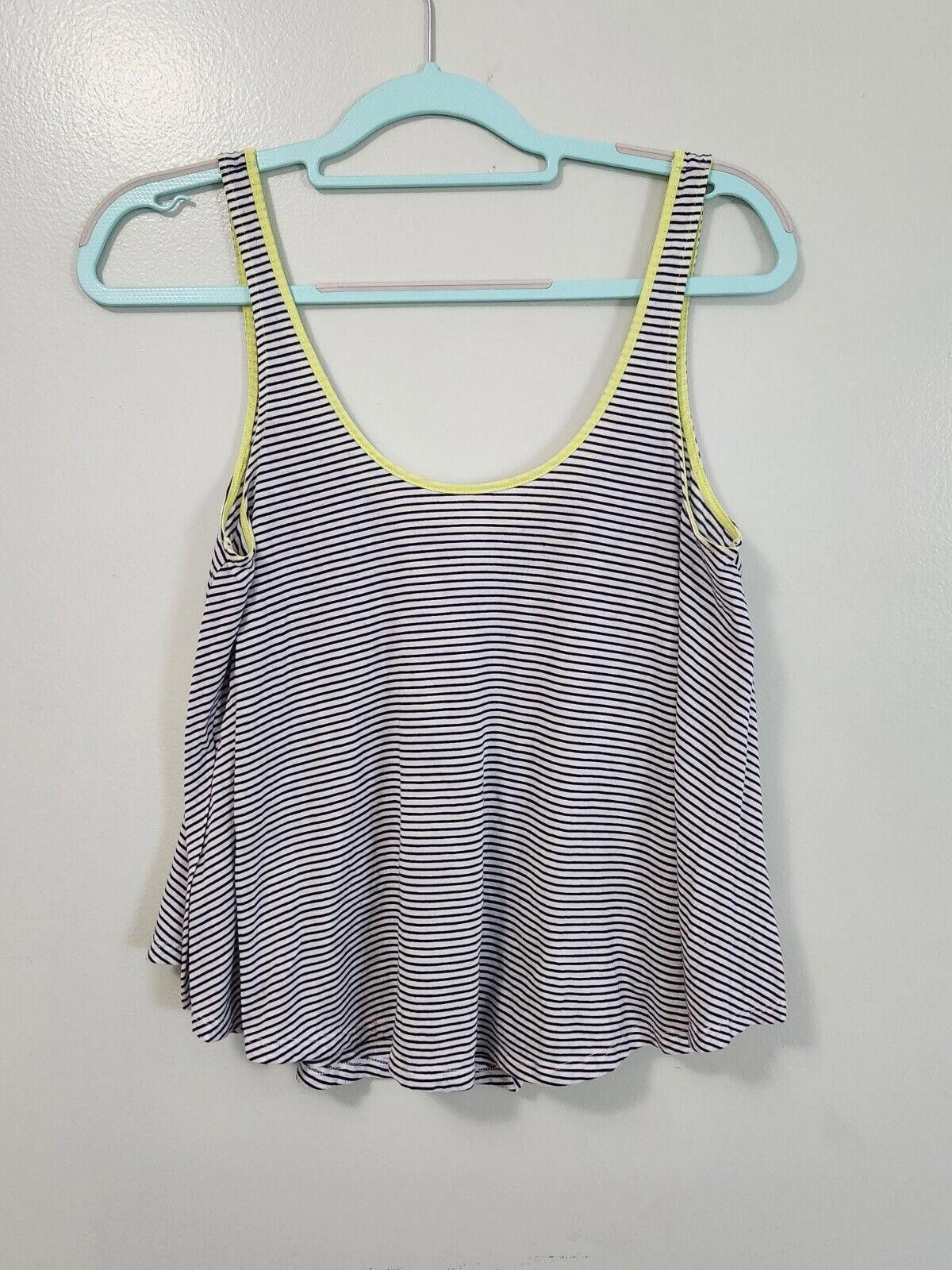 Designer American Eagle Aloha Tank Top Yellow Blue Striped Med Crop Size M / US 6-8 / IT 42-44 - 6 Thumbnail