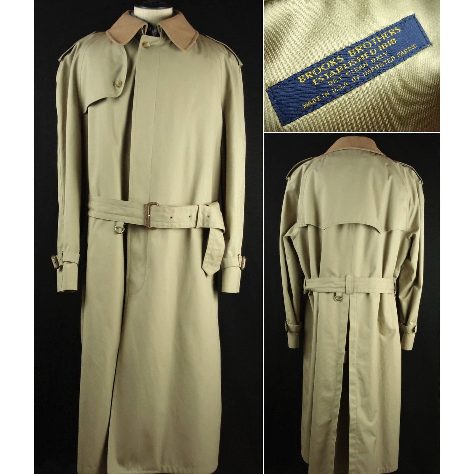 image of Brooks Brothers Trench Coat W/wool Liner Men's Winter Coat in Beige (Size XL)