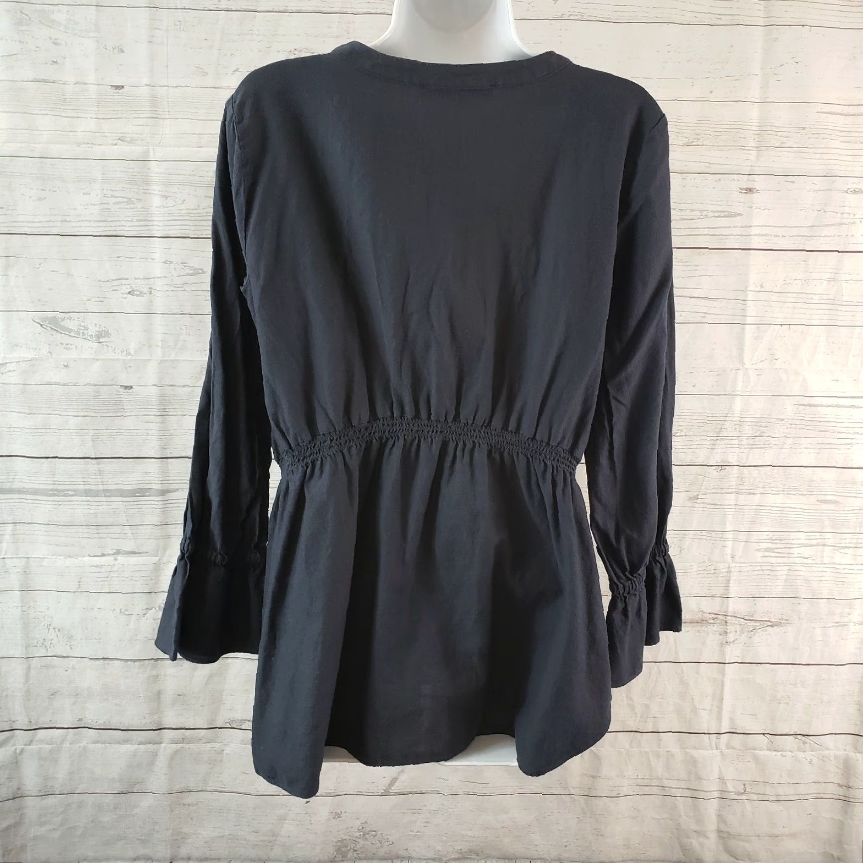 Ann Taylor Ann Taylor LOFT Womens Button Front Top Sz Medium Blue Long Sleeve Cotton Shirt Size M / US 6-8 / IT 42-44 - 4 Thumbnail