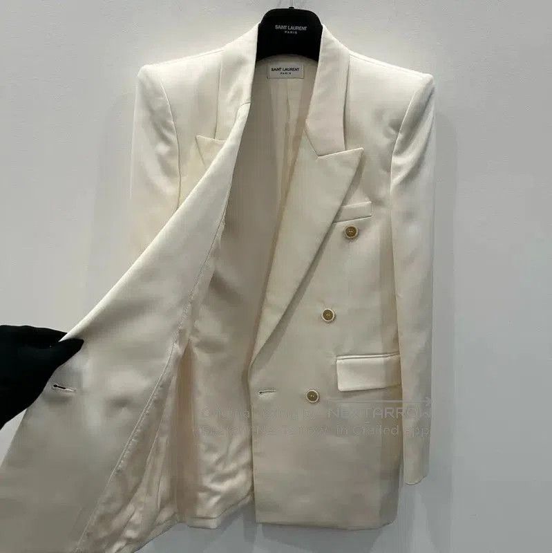 Saint Laurent Paris Saint Laurent Cream Wool Ladies Jacket . Size M / US 6-8 / IT 42-44 - 2 Thumbnail