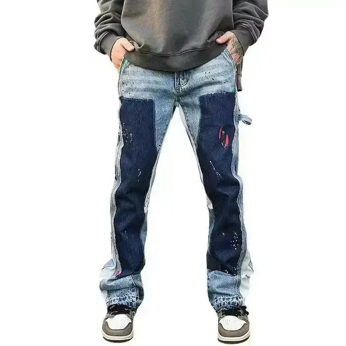 Japanese Brand Paint Splatter Stacked Denim Jeans Size US 32 / EU 48 - 3 Thumbnail