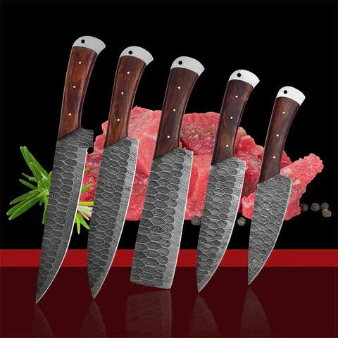 Other Chef Knife Set of 5 with Rose-Wood Handles Size ONE SIZE - 2 Thumbnail