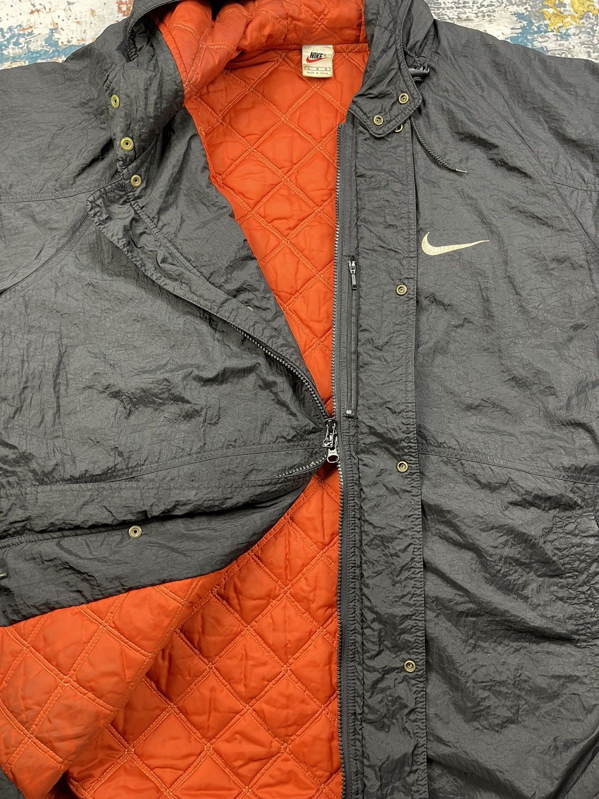 Nike Vtg 90s NIKE Big Swoosh Thick Quilted Coach Jacket Size US L / EU 52-54 / 3 - 12 Thumbnail