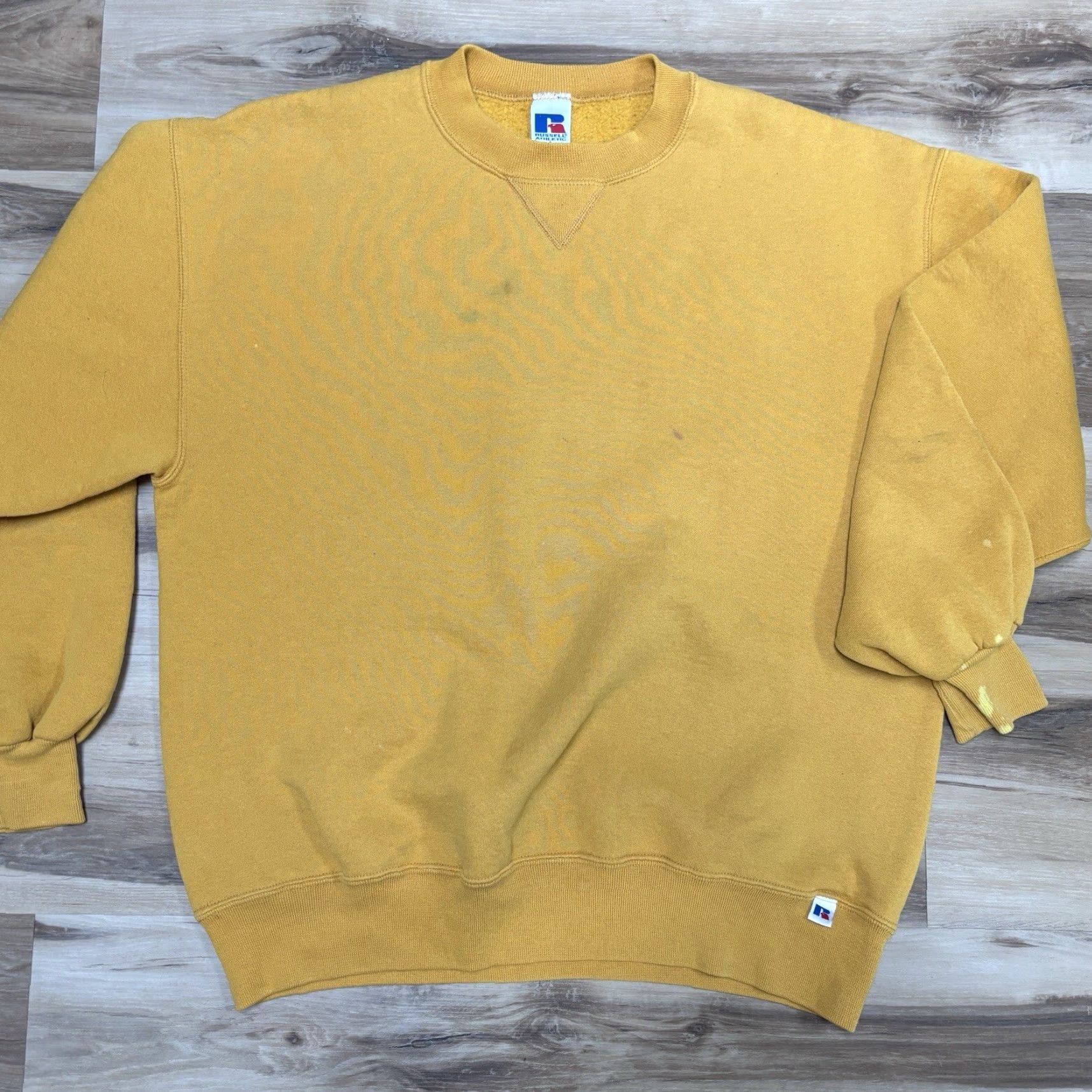 Russell Athletic VINTAGE Russell Athletic Sweatshirt Mens Large Mustard Yellow Crewneck USA Blank 90s Grunge Skater Size US L / EU 52-54 / 3 - 3 Thumbnail