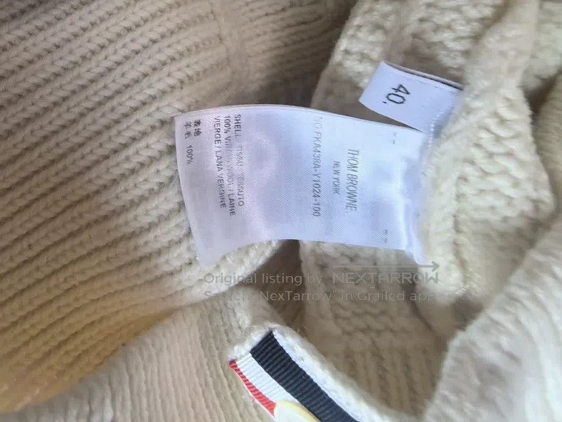 Thom Browne Thom Browne Cream Pure Wool Classic Sweater Size US XXS / EU 40 - 1 Thumbnail