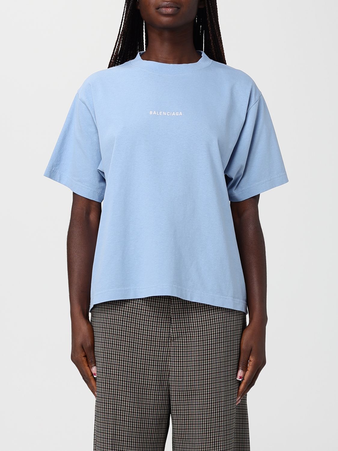 Balenciaga Balenciaga T-Shirt Woman Gnawed Blue Size L / US 10 / IT 46 - 1 Thumbnail