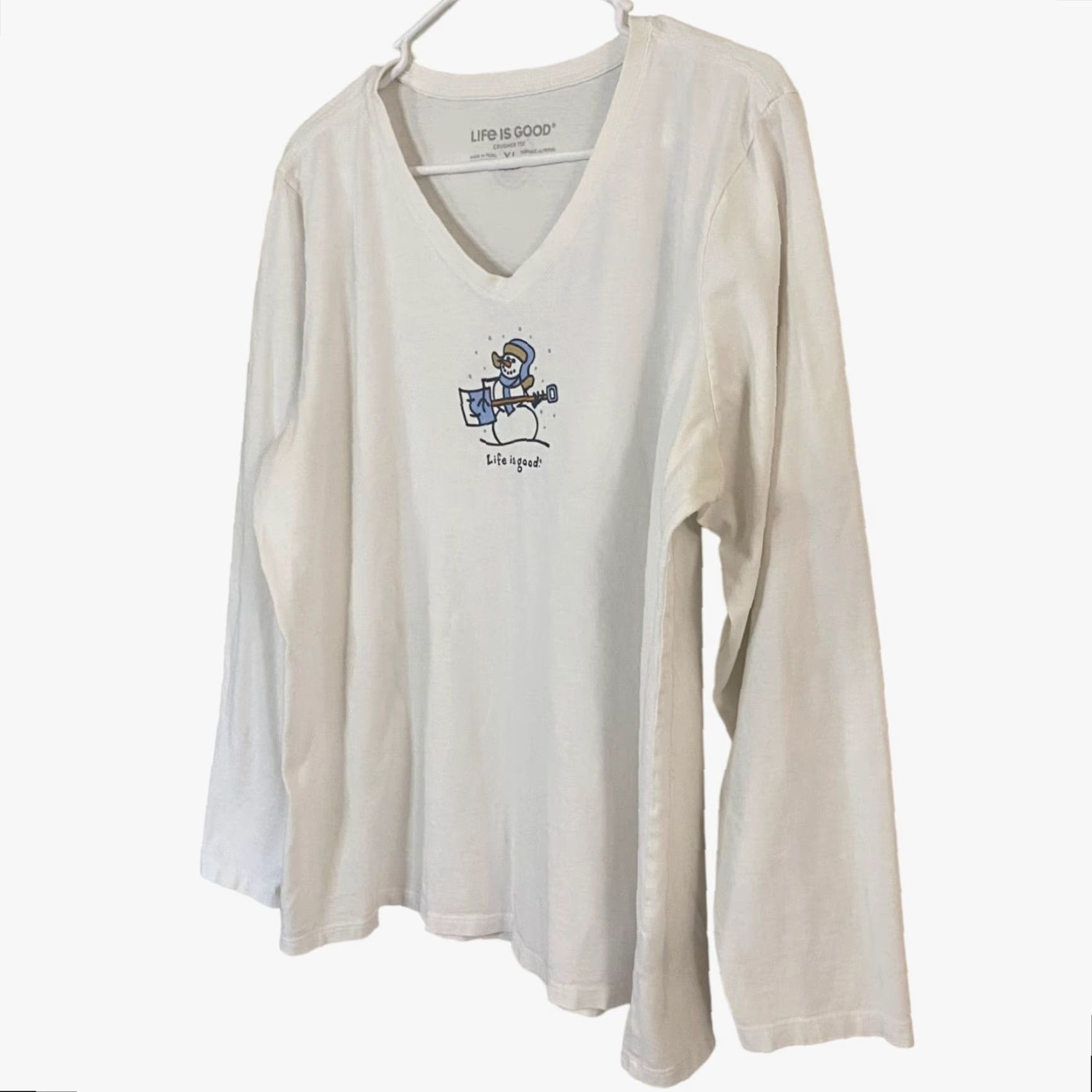 Life is Good LIFE IS GOOD Snowman Long Sleeve Crusher T Shirt White Holiday Womens XL Size XL / US 12-14 / IT 48-50 - 2 Thumbnail