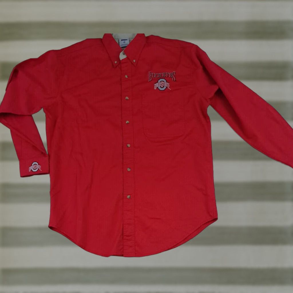 Vintage VINTAGE Ohio State Buckeyes Shirt Mens M Red 90s Button-Up Embroidered Logo Go Bucks Size US M / EU 48-50 / 2 - 1 Thumbnail