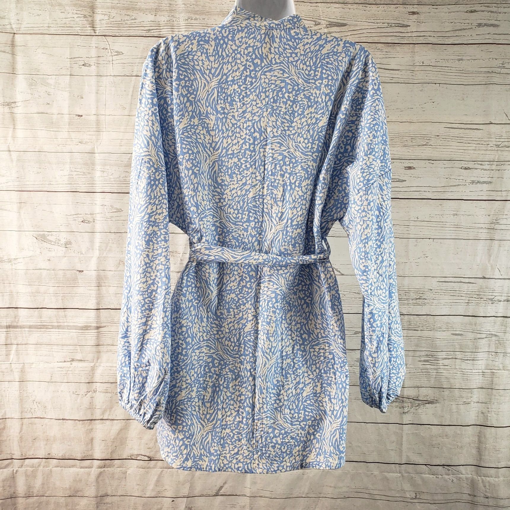 Vintage Cotton:On Body Cover Up Womens XS Blue White Organic Cotton Shirt Size ONE SIZE - 4 Thumbnail
