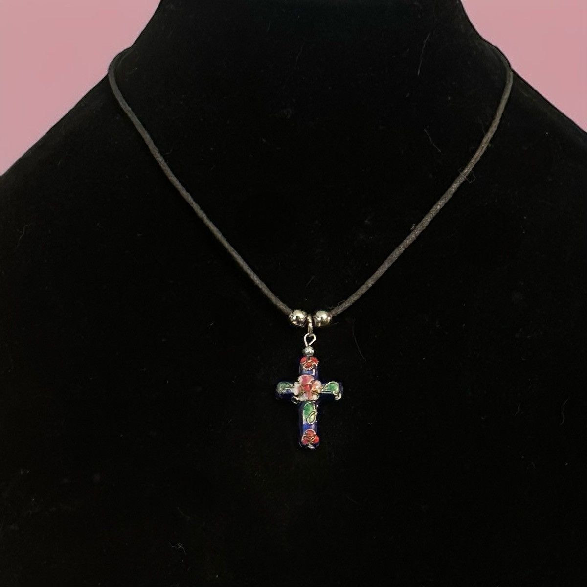 Other Cloisonné cross pendant cord necklace Size ONE SIZE - 1 Thumbnail