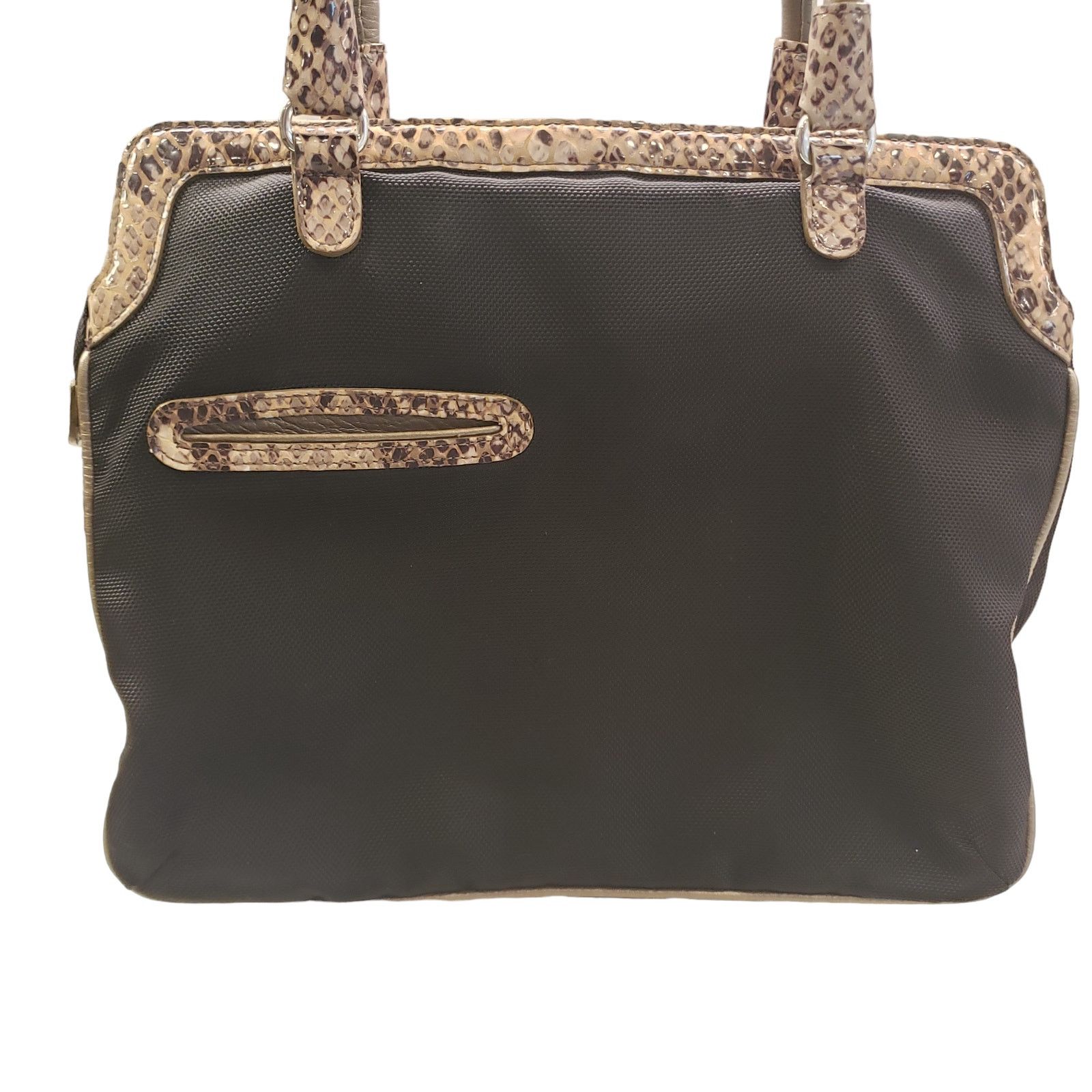 Brighton Womens Brighton Handbag Faux Python Trim Shoulder Bag Black Size ONE SIZE - 12 Thumbnail