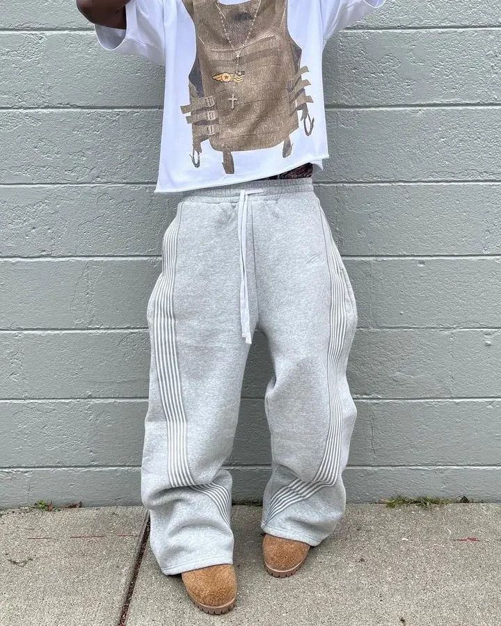 Japanese Brand × Jean Knitted Stripe Baggy Pants Size US 30 / EU 46 - 2 Thumbnail