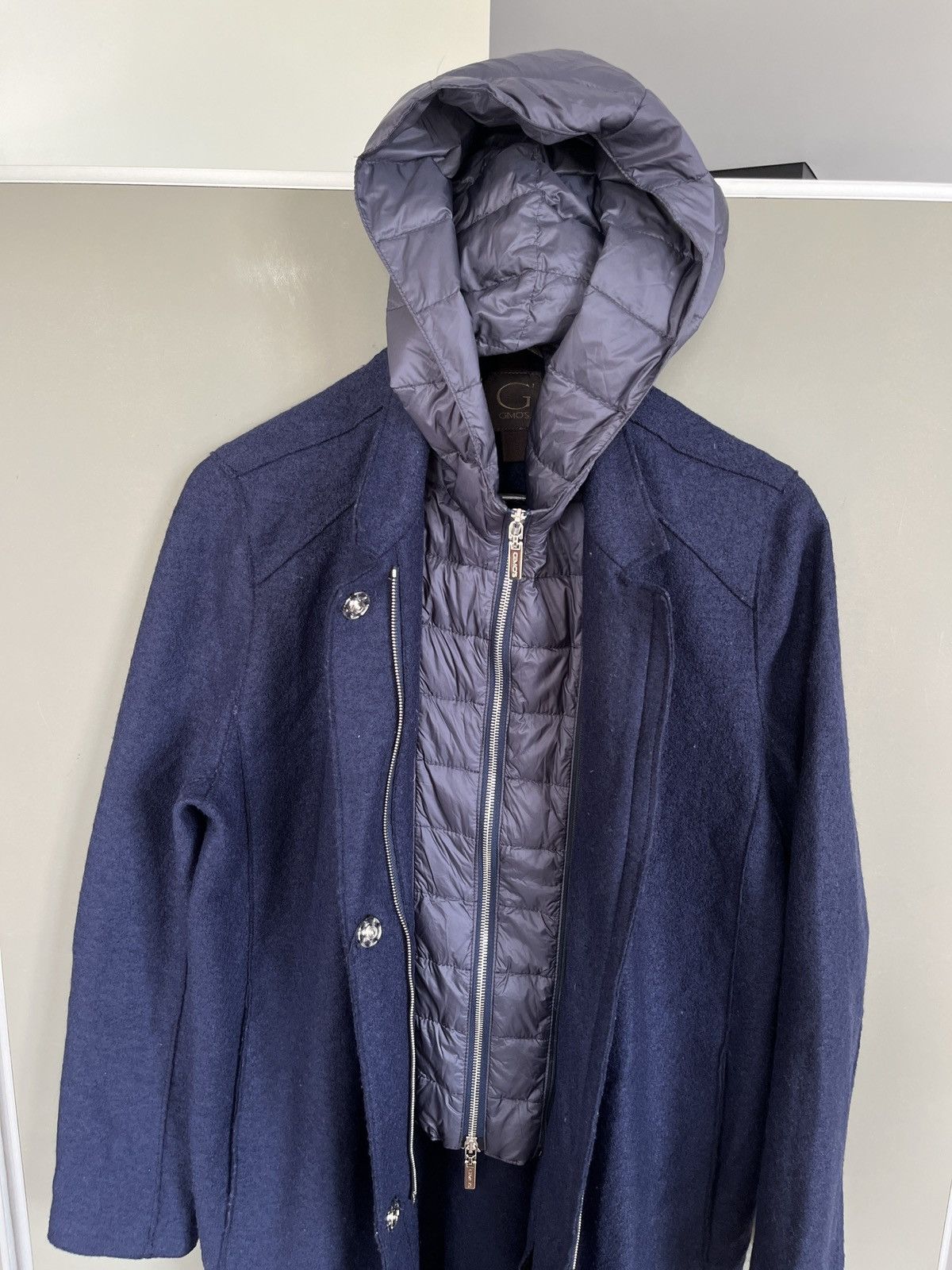 Gimo's Gimos Blue Wool Parka w/ Detachable Down Hood & Vest Size L / US 10 / IT 46 - 10 Thumbnail