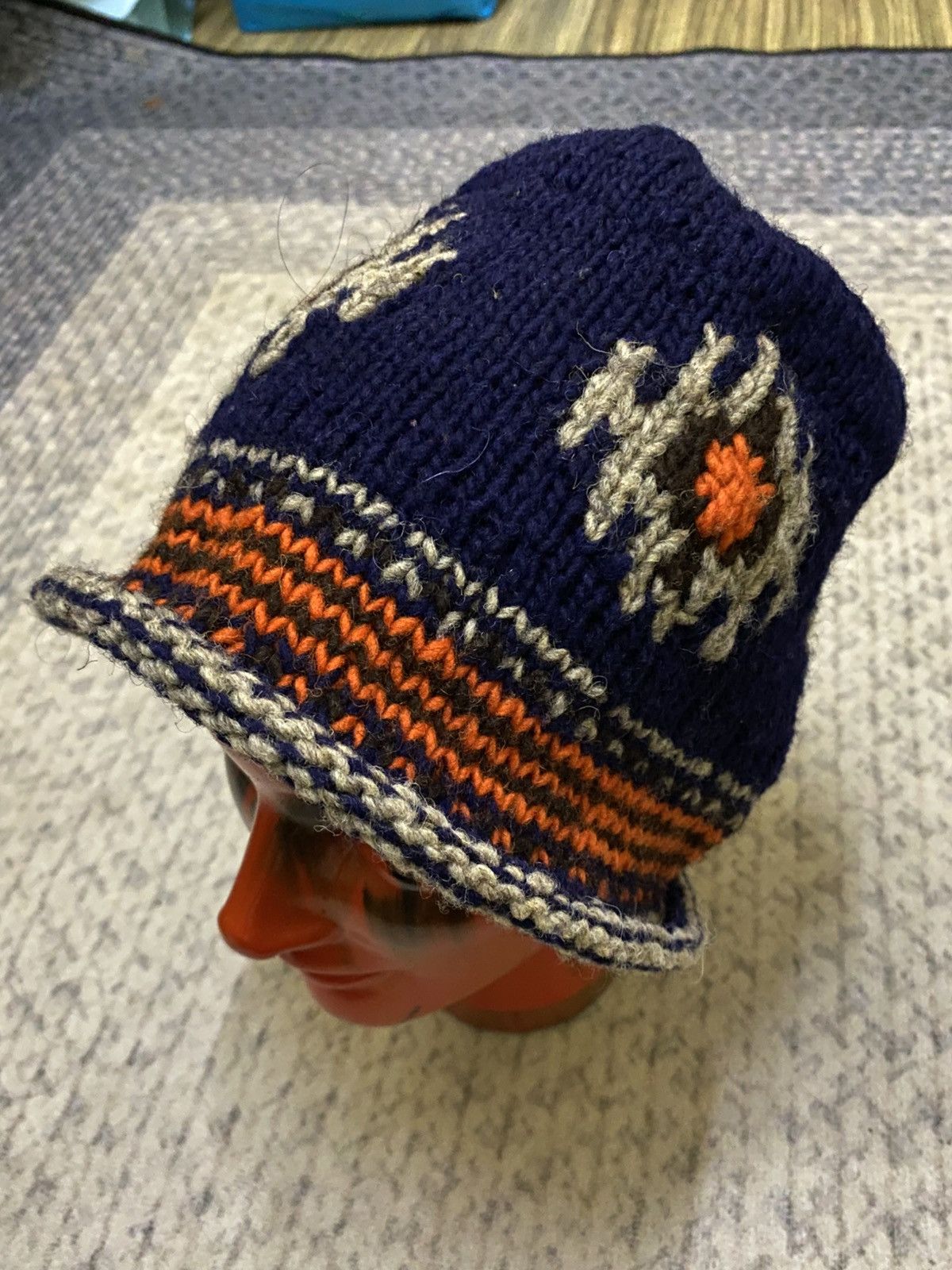 Aztech Mountain × Japanese Brand × Native GAIJIN MADE AZTEC ORTEGA KNIT BEANIE HAT MADE IN PERU Size ONE SIZE - 1 Thumbnail
