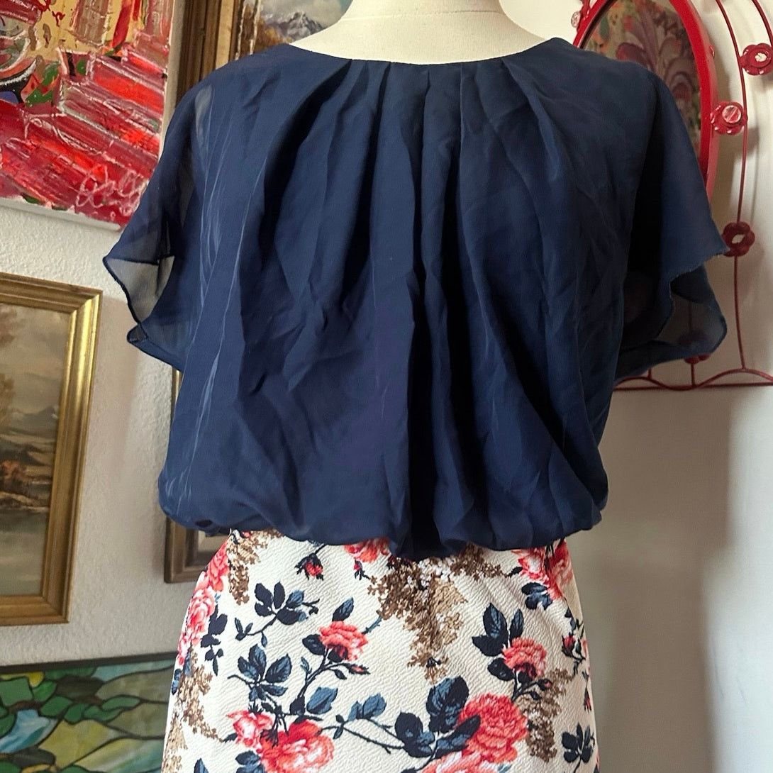Other fashion magazine blue white floral dress Size L / US 10 / IT 46 - 2 Thumbnail