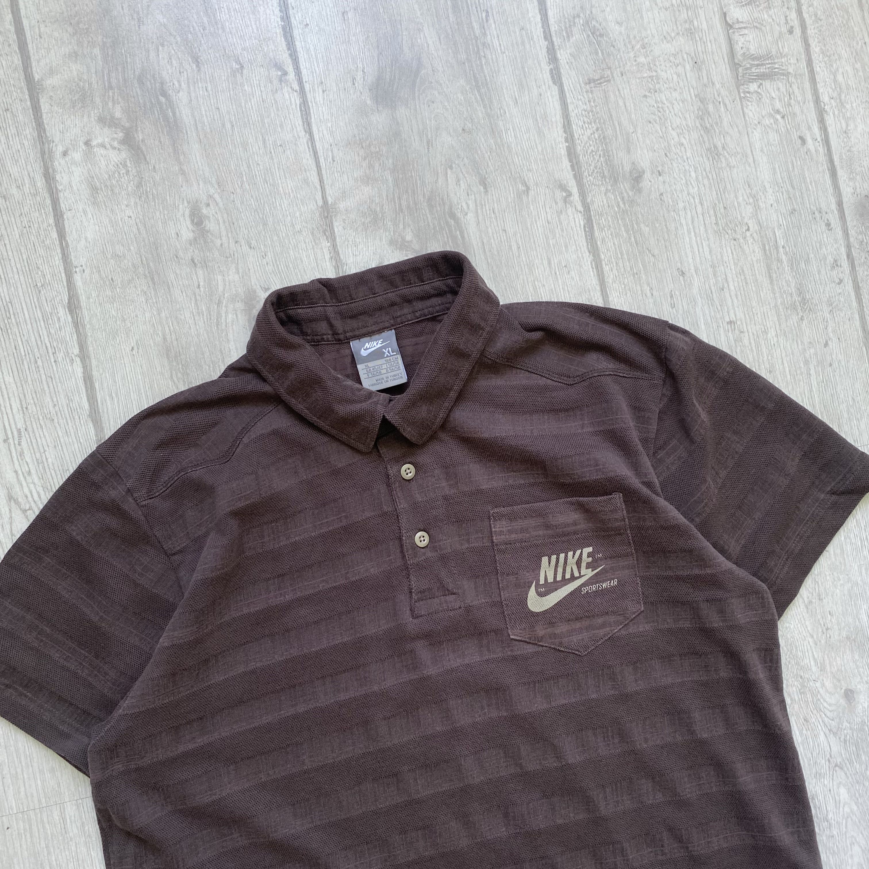 Nike 🤎 Vinage Nike Polo tee Brown 90s silver tags Swoosh Size US M / EU 48-50 / 2 - 3 Thumbnail