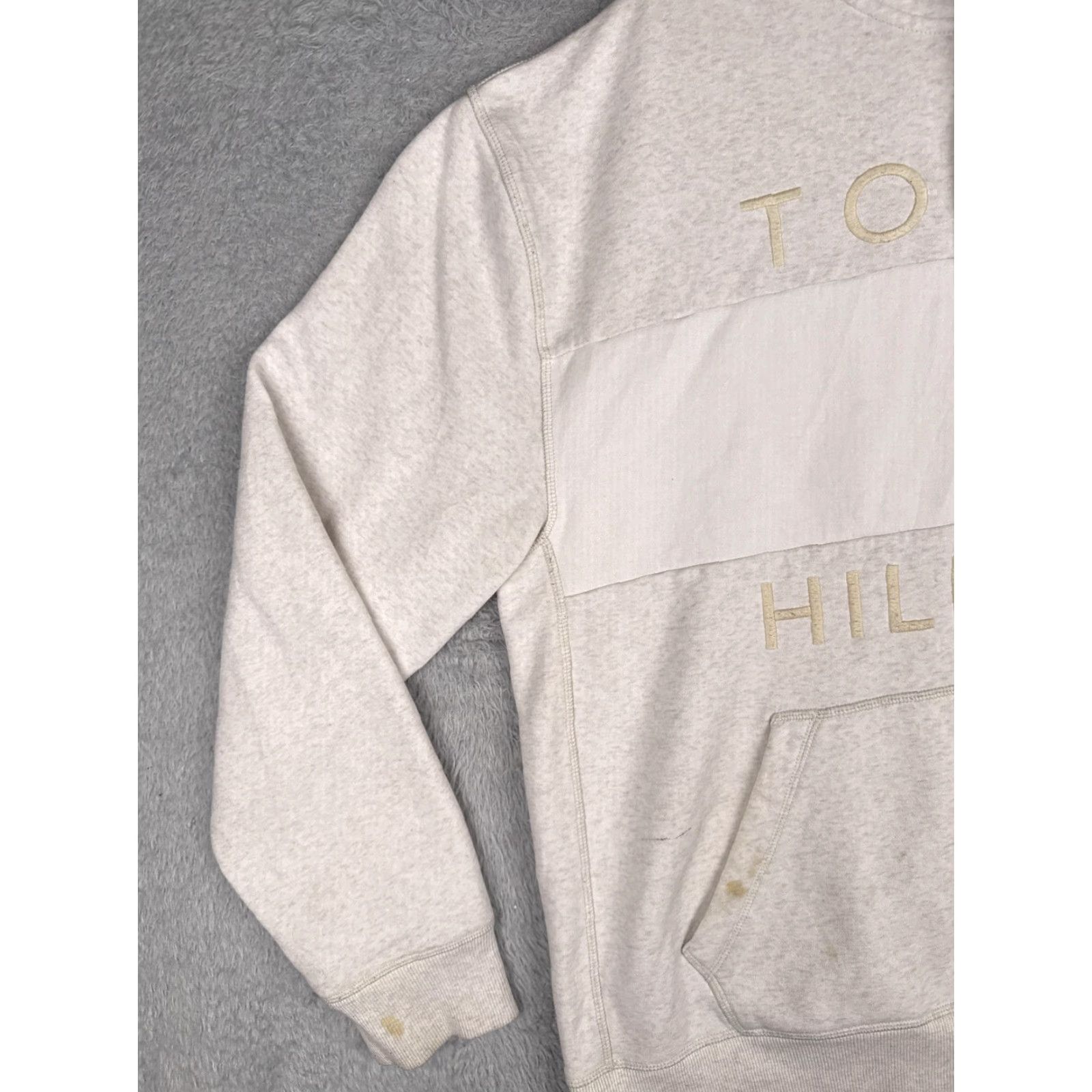 Tommy Hilfiger Tommy Hilfiger Sweater Hoodie Womens XXL Beige Colorblock Logo Jersey Pullover Size XXL / US 16-18 / IT 52-54 - 3 Thumbnail