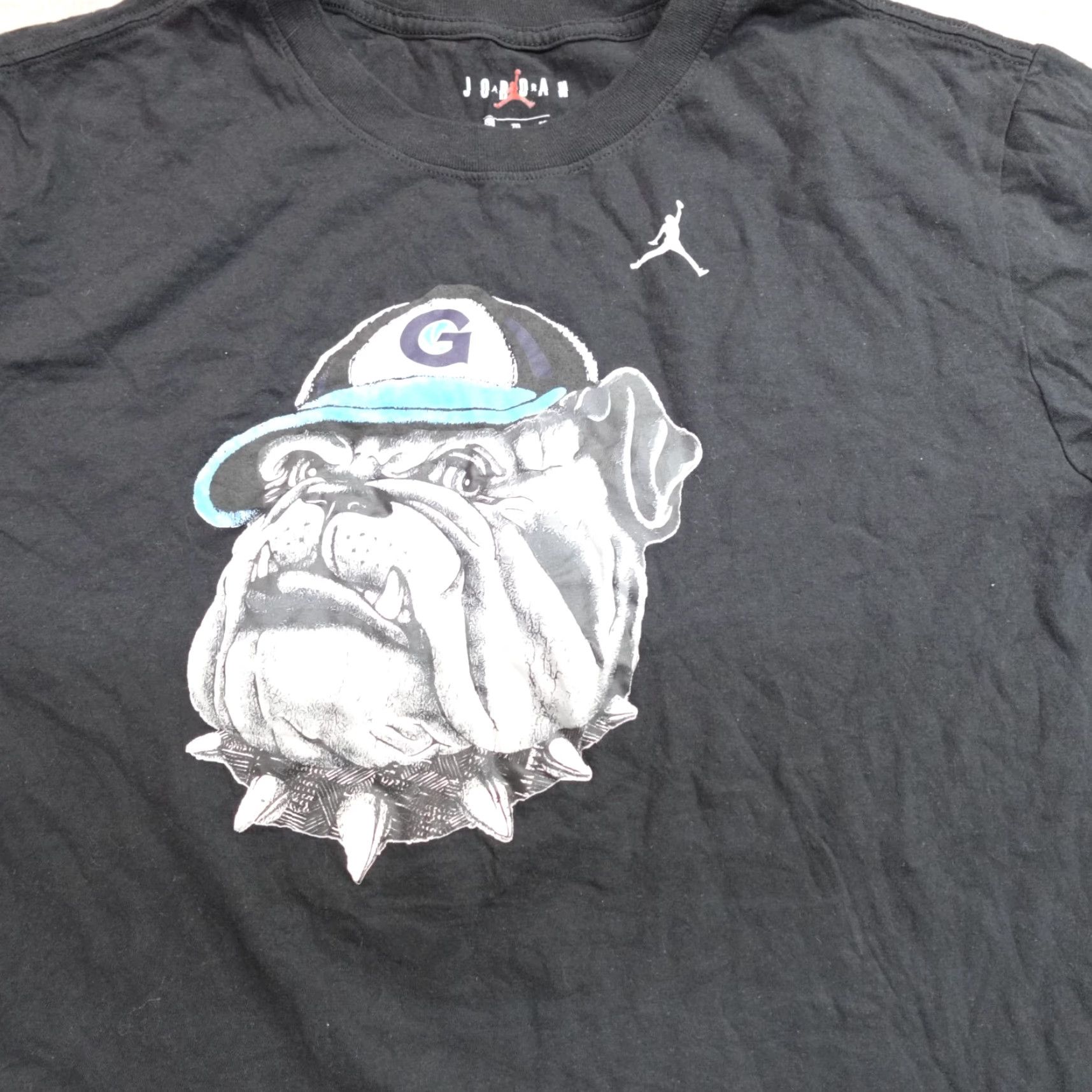 Jordan Brand Nike Georgetown Hoyas Shirt Jordan L Black Short Sleeve Crew Neck Cotton Knit T-Shirt Mens Regular Graphic Print 90s Inspired? Size US L / EU 52-54 / 3 - 2 Thumbnail