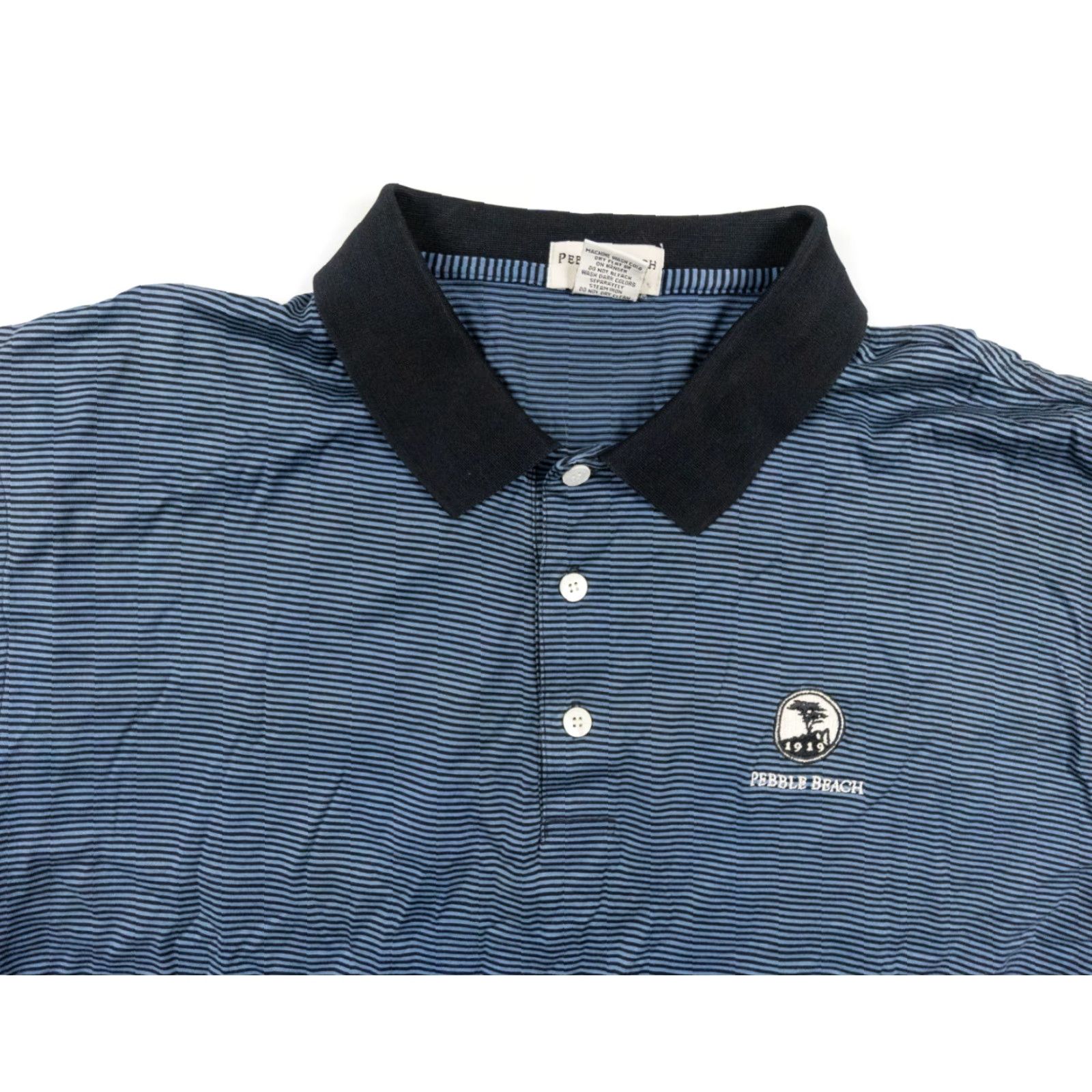 Vintage Pebble Beach Polo Shirt Adult Large Blue Striped Short Sleeve Golf Mens Size US L / EU 52-54 / 3 - 2 Thumbnail