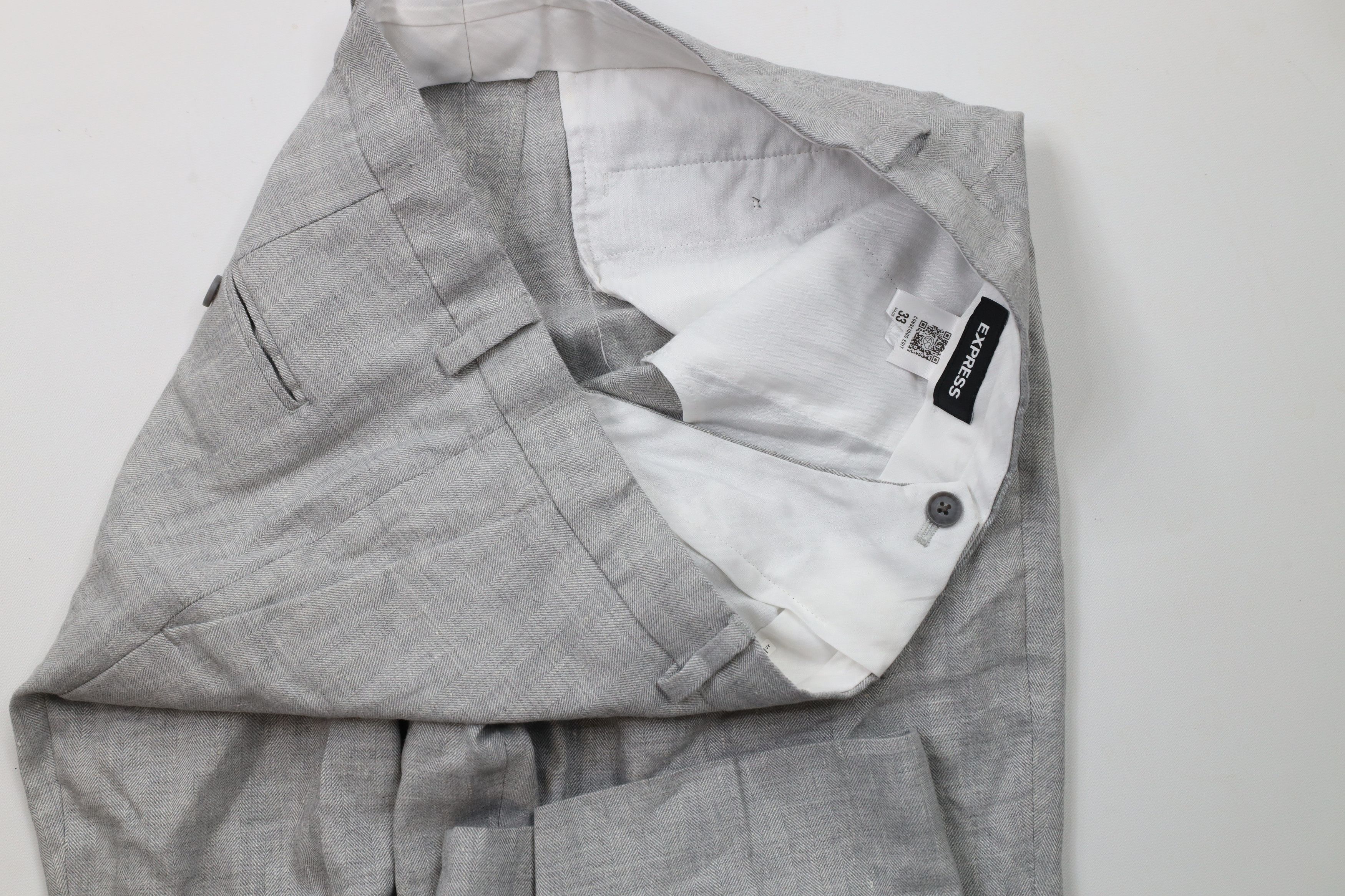 Express × Vintage Express Linen Blend Chinos Chino Pants Trousers Gray Size US 33 - 7 Thumbnail