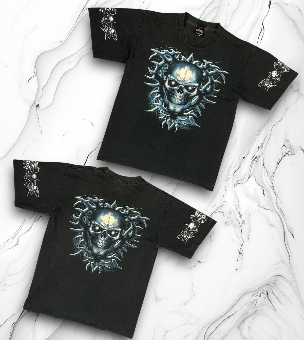 Vintage Vintage Rock y2k Skull Tatty Ed Hardy Style Faded Tee Size US L / EU 52-54 / 3 - 1 Thumbnail