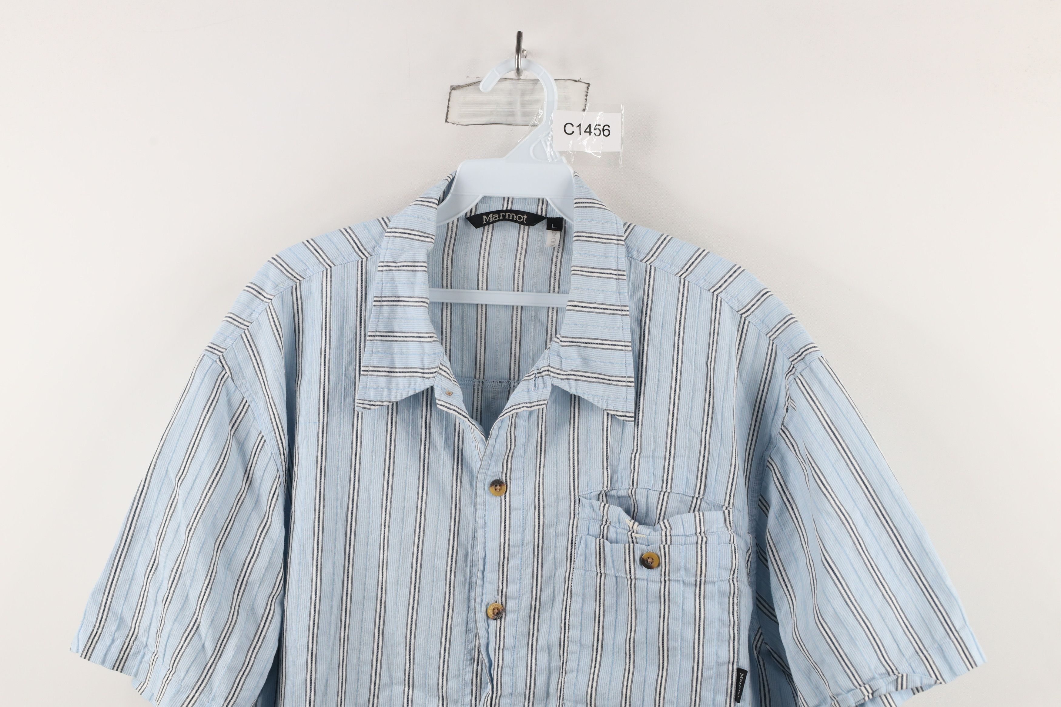 Marmot × Vintage Marmot Striped Seersucker Short Sleeve Button Shirt Blue Size US L / EU 52-54 / 3 - 2 Thumbnail