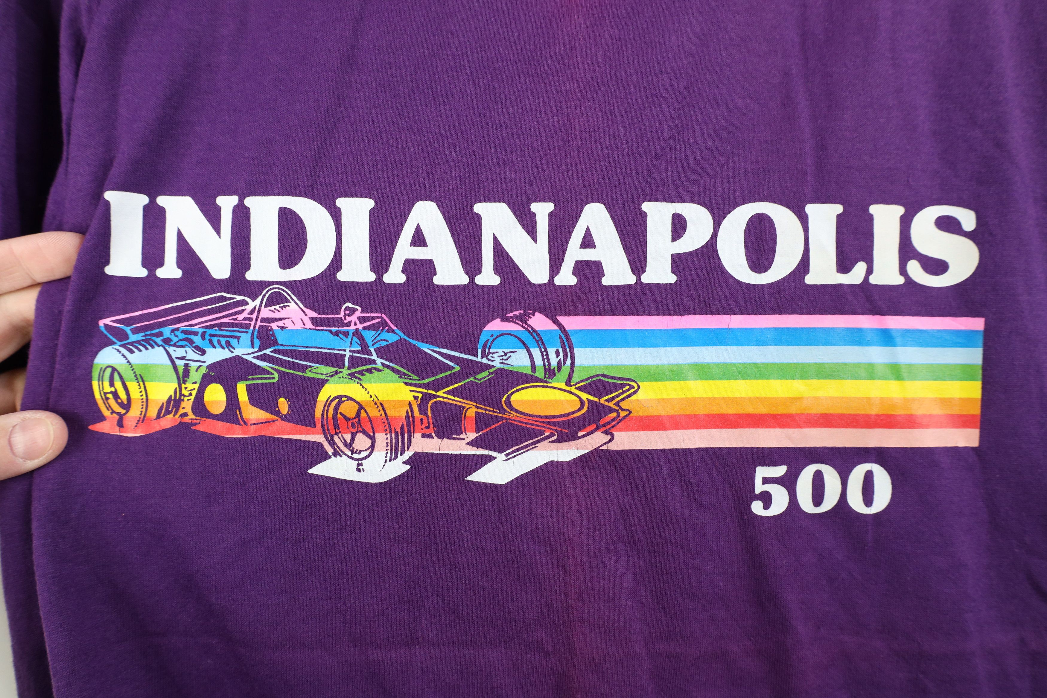 Vintage Vintage 70s 80s Indianapolis 500 Racing T-Shirt Purple USA Size M / US 6-8 / IT 42-44 - 4 Thumbnail