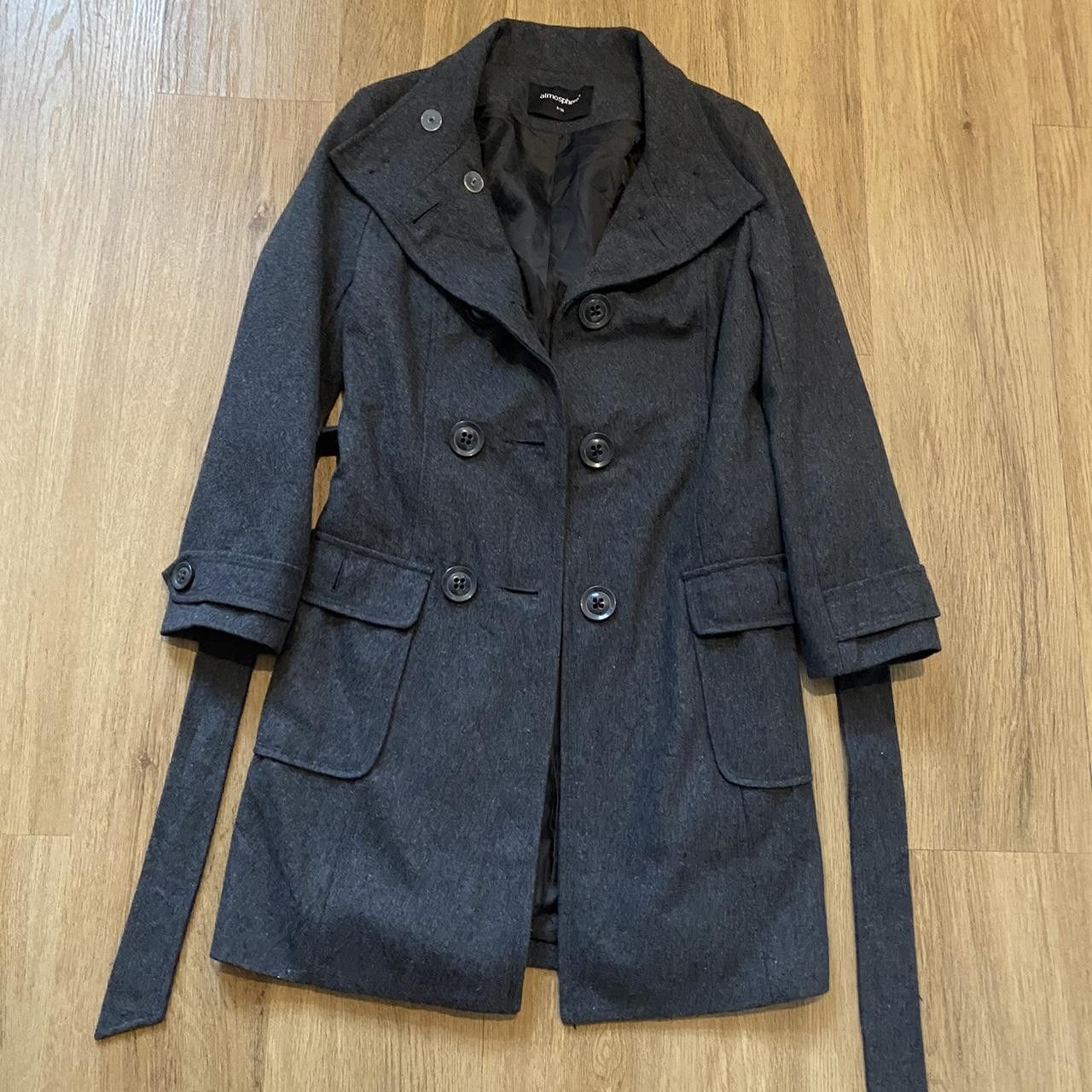 Other Grey and black wool blend trench coat with belt, Size US S / EU 44-46 / 1 - 1 Thumbnail
